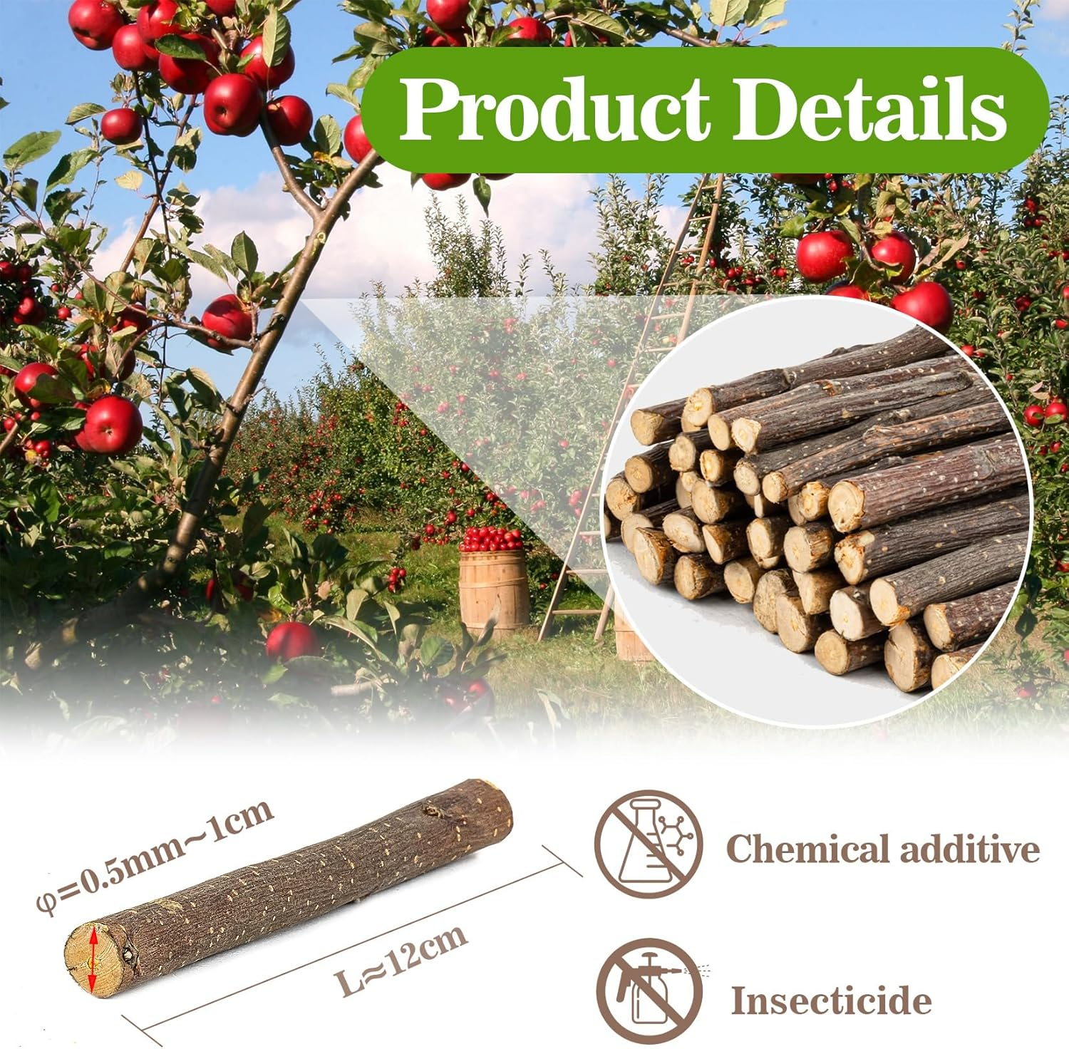 Sukh Apple Sticks - Pet Chew Toys for Rabbits Chinchilla Guinea Pigs