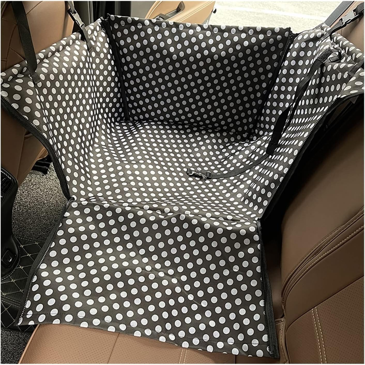 Dog Car Seat Cover Pet Carrier Dog Car Seat Cushion Suspension Mattress Carrying Dog Transport Dog Hammock(Color:Gray Footprint)