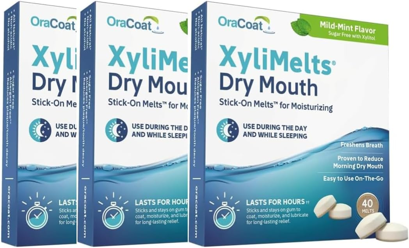 Oracoat Xylimelts Dry Mouth Relief Discs &ndash;Mild Mint with Xylitol &ndash;Oral Adhering Discs for Day & Night Use &ndash; ARTG Listed &ndash; Non-Acidic, Time-Release Formula, 3 Packs (120) image number 5
