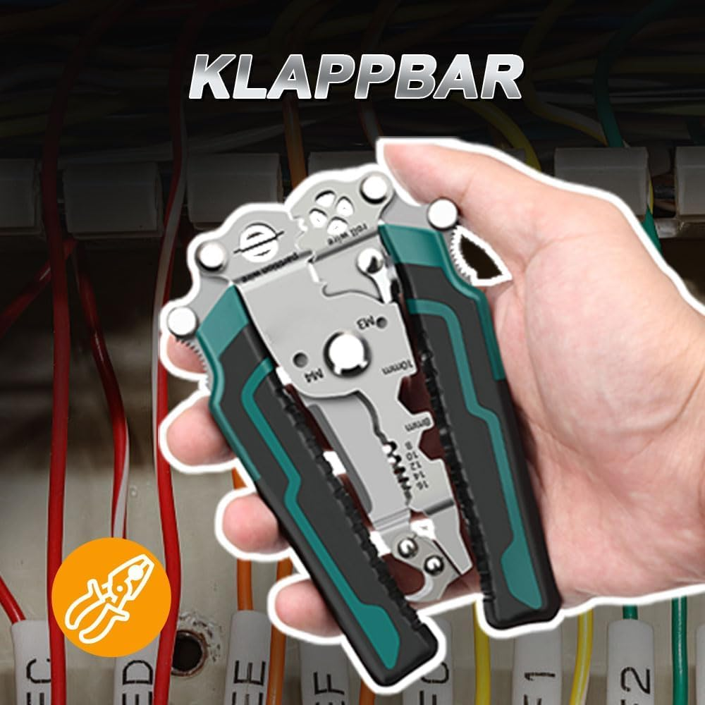 18 in 1 Foldable Wire Stripper, 2025 New Multifunctional Wire Stripper Pliers, Professional Wire Stripper Crimper Cable Cutter Pliers for Cutting and Pulling Wires Cable Scissors