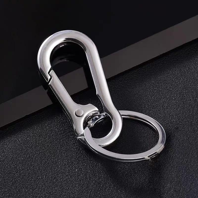 4Pcs Keychain Clip Key Ring, Metal Carabiner Clips Keyring Keychains Chain Holder Organizer for Car and Keys Finder for Men and Women, Silver, Silver image number 1