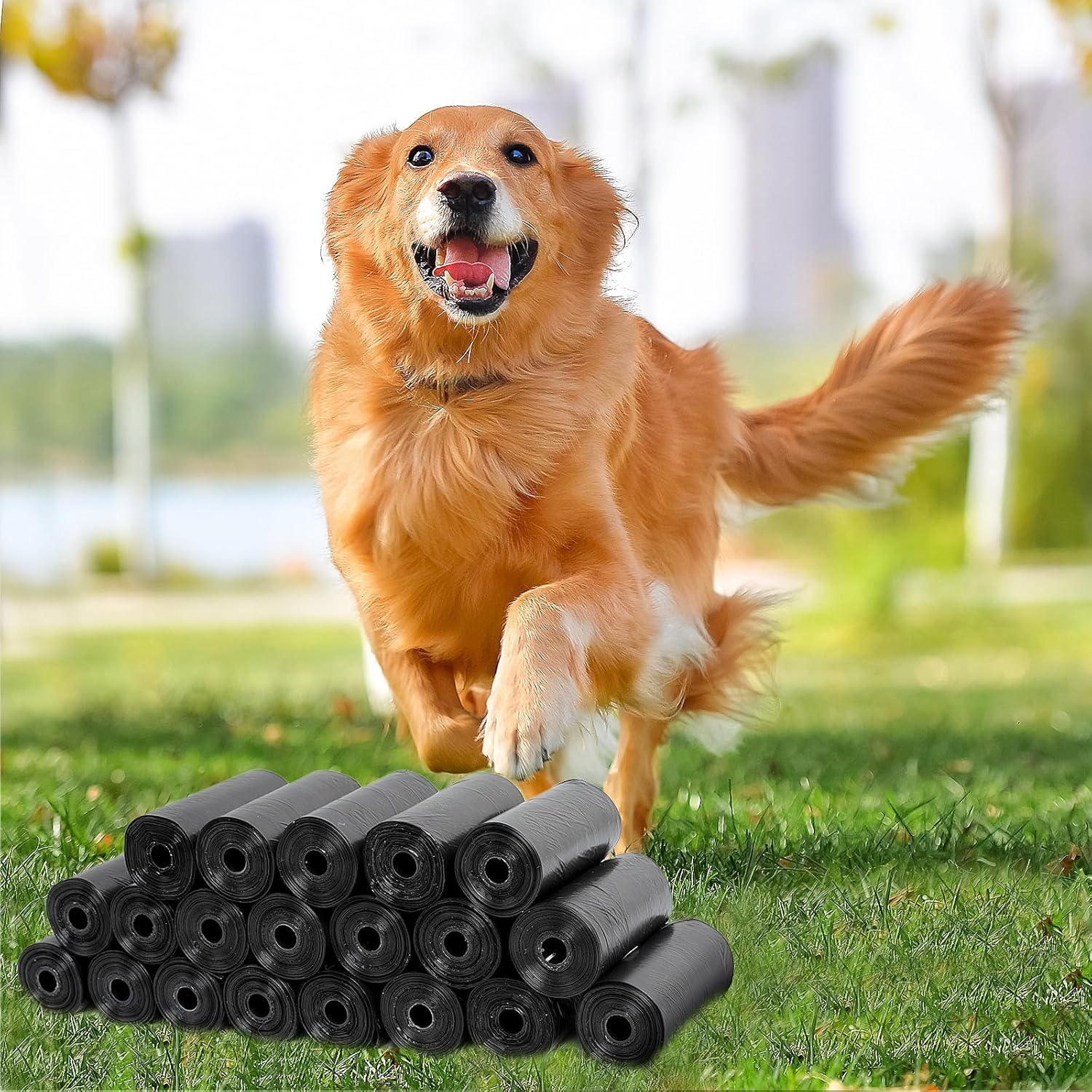 Aiqinu Pack of 400 Dog Waste Bags, Dog Poop Bags Rolls, Dog Poop Bags, Portable, Black, Unscented, Suitable for Going Out, 22 X 30 Cm (20 Rolls, 20 per Roll) - Black-400Pcs image number 5