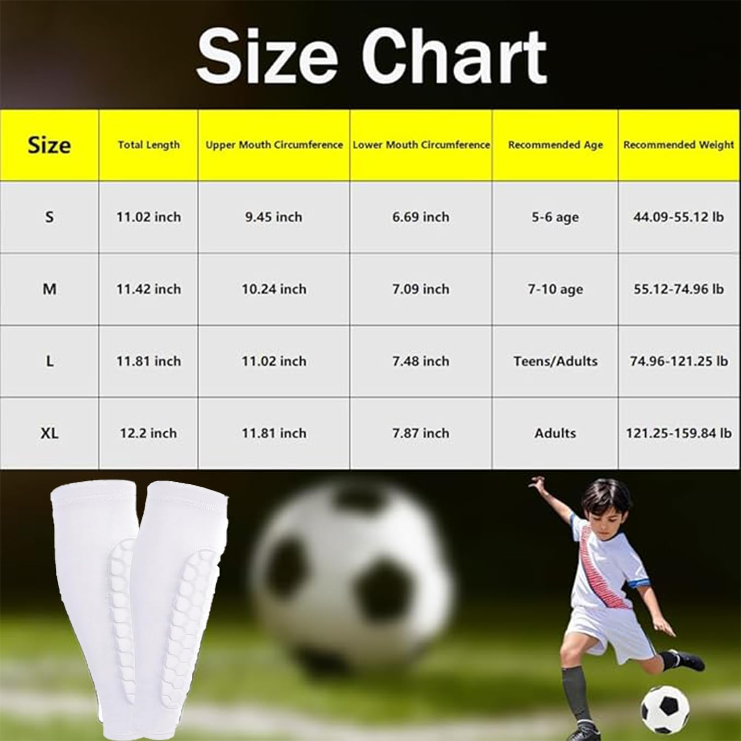 Kids Shin Guards for Soccer, Youth & Adults 8-10, Lightweight Breathable Anti-Collision Calf Protector, Comfort Fit Sports Shin Pads image number 2