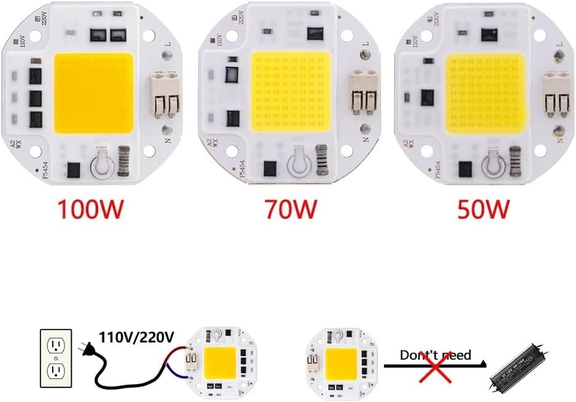 3Pcs COB LED Chip High Power 50W 70W 100W 220V Smart IC No Need Driver LED Chip for Spotlight Floodlight Lampada DIY Lighting(Grow Light,220V_100W) image number 1