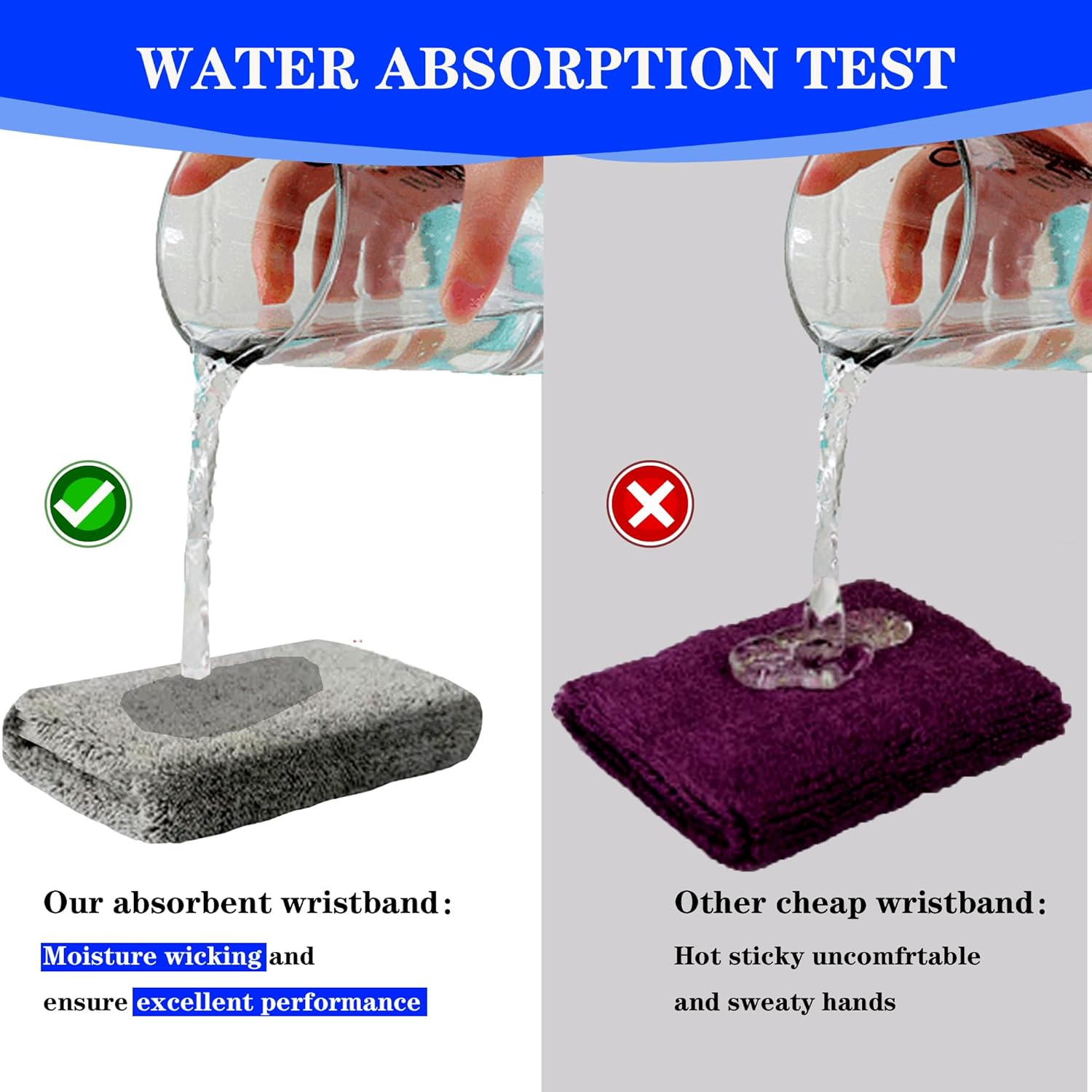 8 Pack Wrist Sweatbands Tennis Wrist Bands Absorbent Sweat Band for Men and Women, Breathable Cotton Sweatbands for Working Out, Football, Basketball, Running Athletic Sports - Black  Gray image number 4