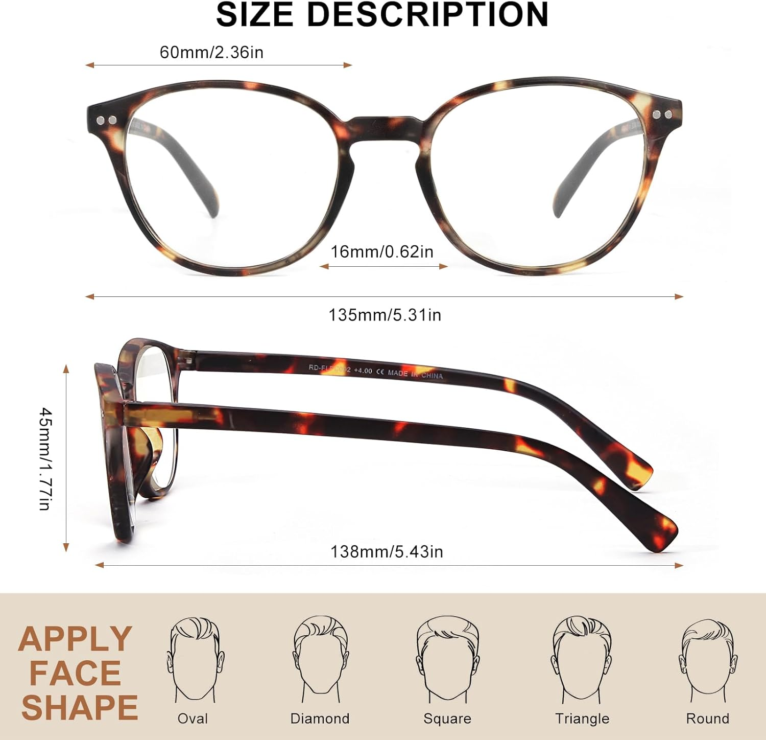 OKH Blue Light Blocking Glasses for Men Women Computer Gaming Glasses anti Glare anti Eye Trunk Reduce Headache Rectangle round Glasses with Spring Hinges, Turtle Round, Rotondi - Black Round image number 3