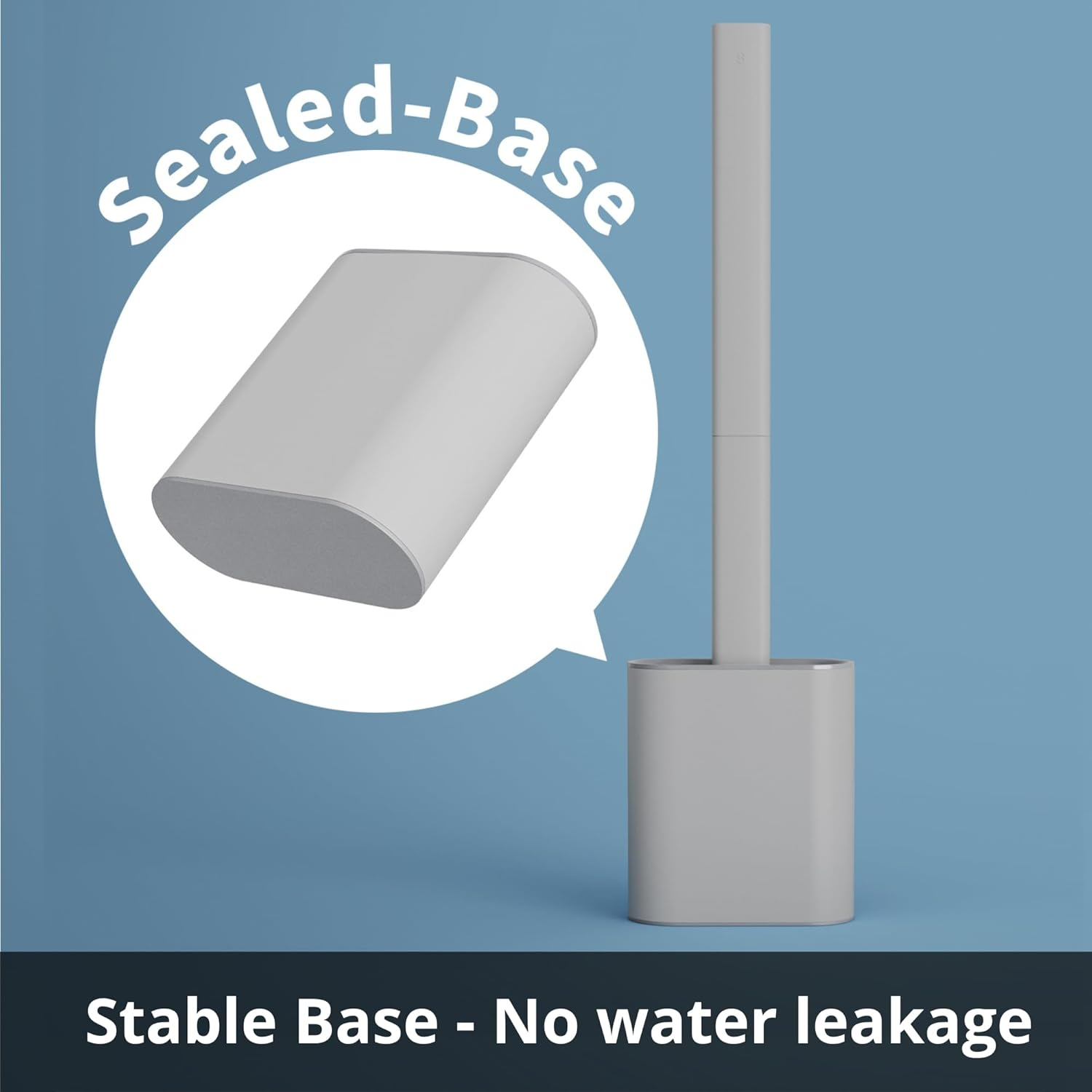 Toilet Brush and Holder Set, Silicone Toilet Brush with TPR Bristles, Wall Mounted and Standing, Pearl Grey Toilet Brush, for Bathroom (1Pc Pearl Grey) image number 5