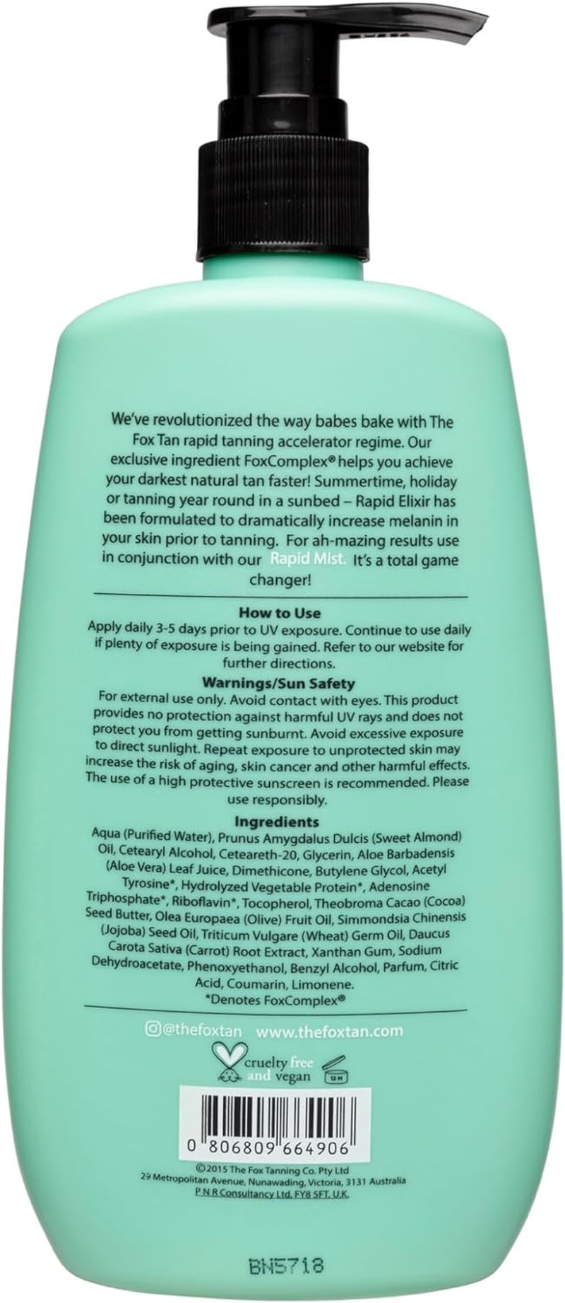 The Fox Tan Rapid Tanning Elixir, Natural Tanning Accelerator Lotion for Darker & Faster Tans, Creates Flawless Tan Skin, Vegan & Cruelty-Free, 300Ml image number 3