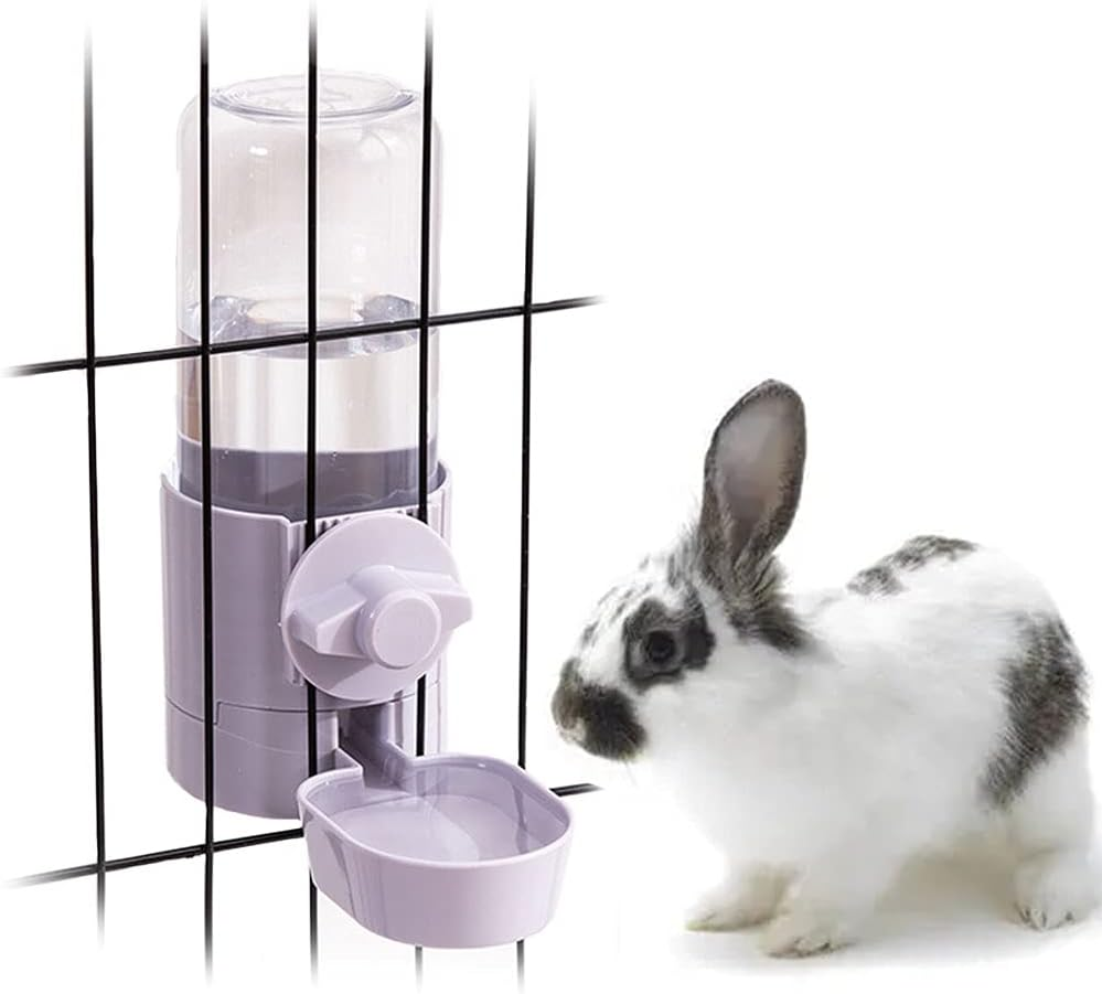 Oncpcare 1L Automatic Rabbit Food Dispenser, Rabbit Food and Water Bowls, Small Pet Feeder with Lid, Great for Rabbits, Ferrets, Cats, Birds