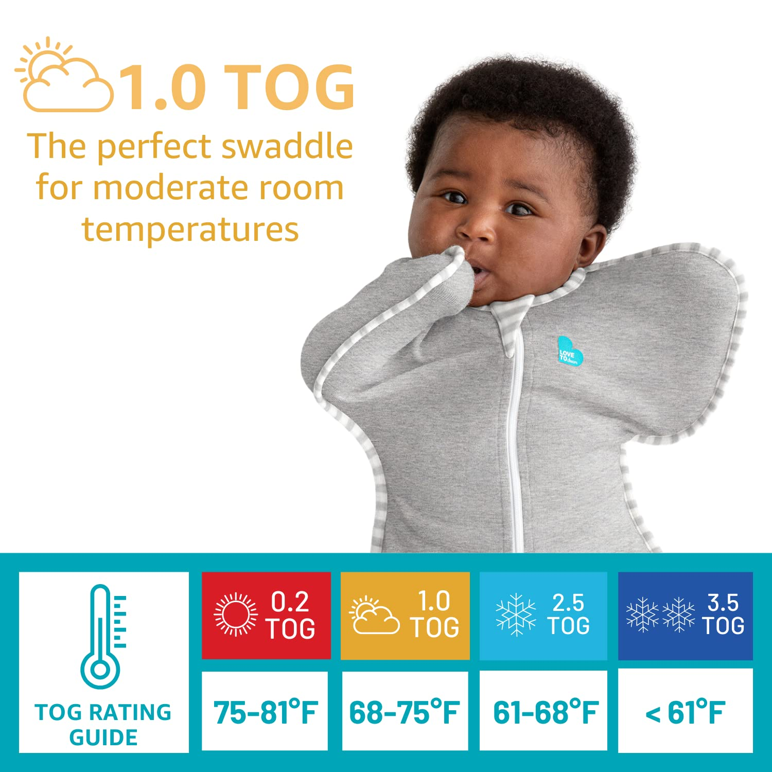 Love to Dream Swaddle up HH 1.0T Stretch Cotton,Stage 1 Medium (6-8.5Kg), Soft & Comfortable Baby Swaddle, Ideal for Moderate Room Temperatures (20-24&deg;C), Safe & Secure Sleep, Dreamer, White " image number 4