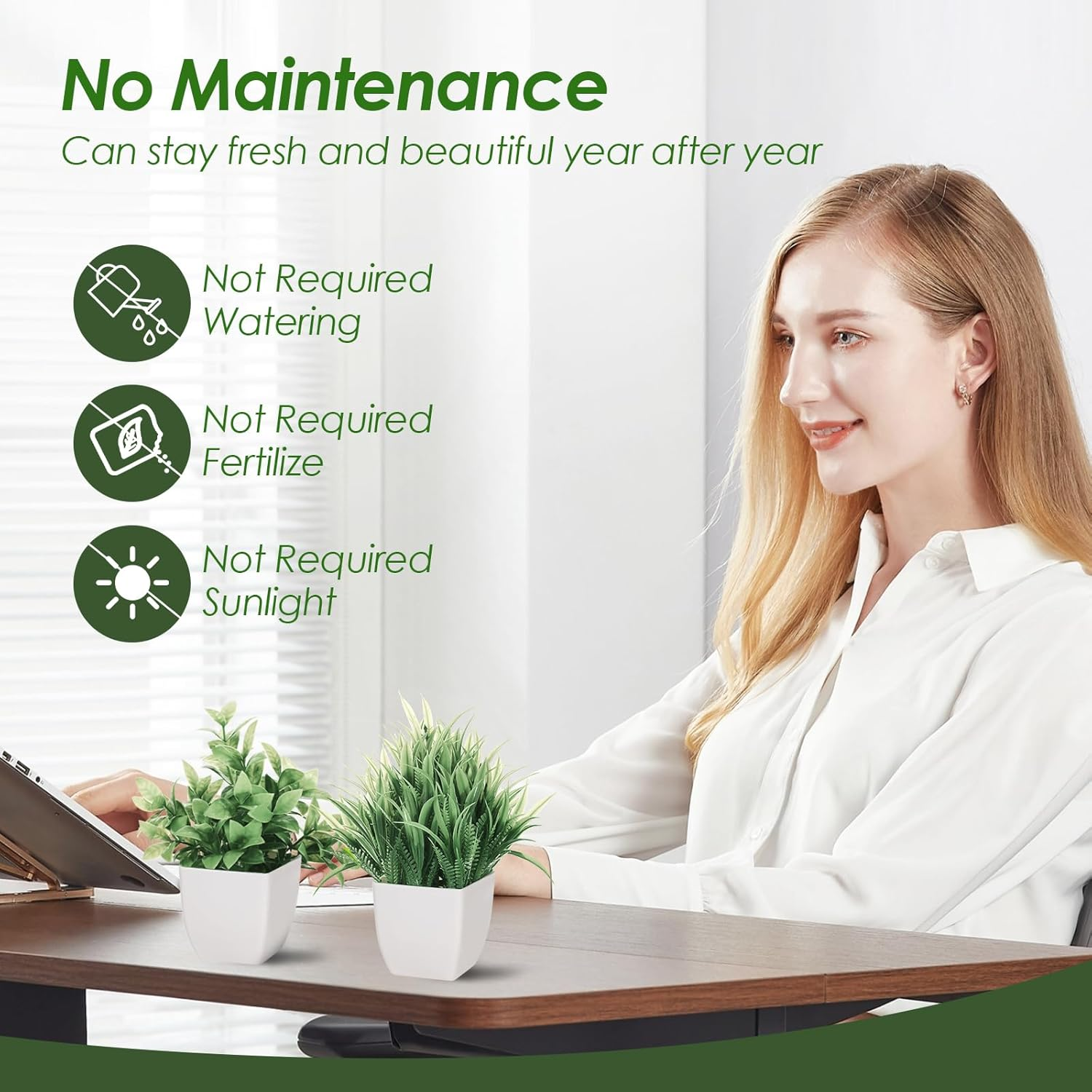 Small Fake Plants 4Pcs, Desk Plants, Small Plants Suitable for Decorating Tables, Desks, Bathrooms, Bedrooms, Offices, Homes, and Farmhouses image number 2