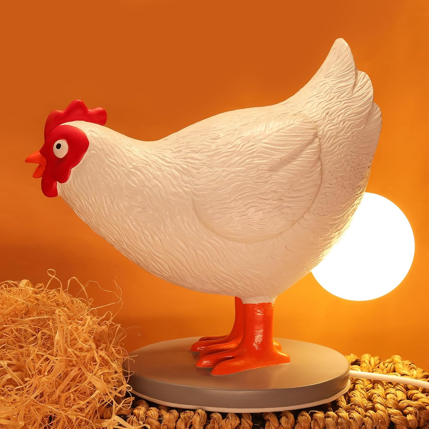 Okiyid Chicken Egg Lamp, Funny Chicken Table Lamp, LED Egg Night Light, Resin Chicken with Stepless Dimming, Decoration for Home, Bedroom, Study image number 1