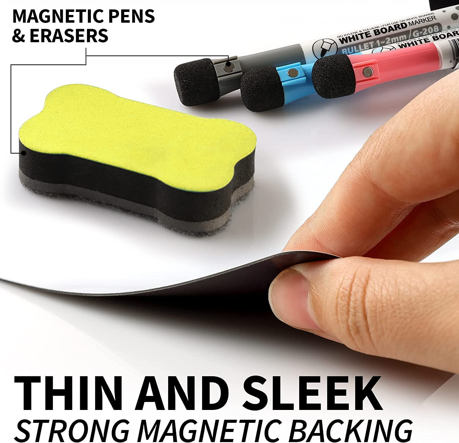 12X8 Magnetic Whiteboard for Fridge - Mini Magnetic Dry Erase Board Sheet with 3 Colored Markers and Eraser - Fridge Whiteboard for Office, Kitchen, Locker, Notice Board, or Shopping List image number 3