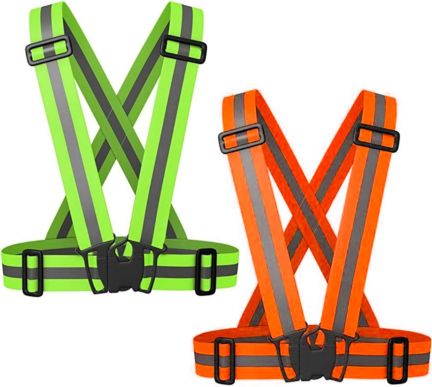 Reflective Safety Vest 2Pcs - High Visibility Vest Adjustable Straps for Outdoor Jogging, Cycling, Walking