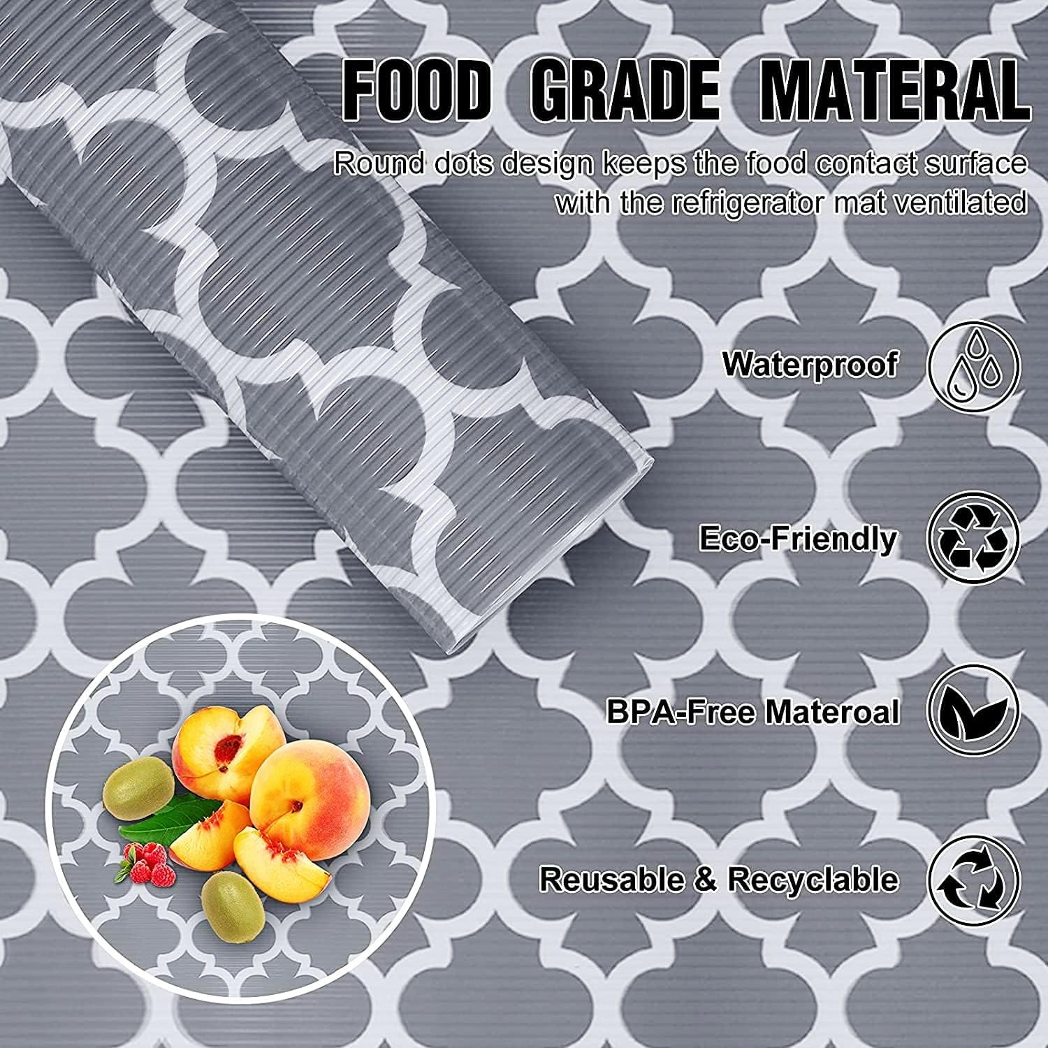 Drawer Liner 17.4&times;236.2In, Non-Adhesive Shelf Liner Quatrefoil Printing EVA Washable Fridge Mats Roll for Kitchen Cabinets Tableware image number 6