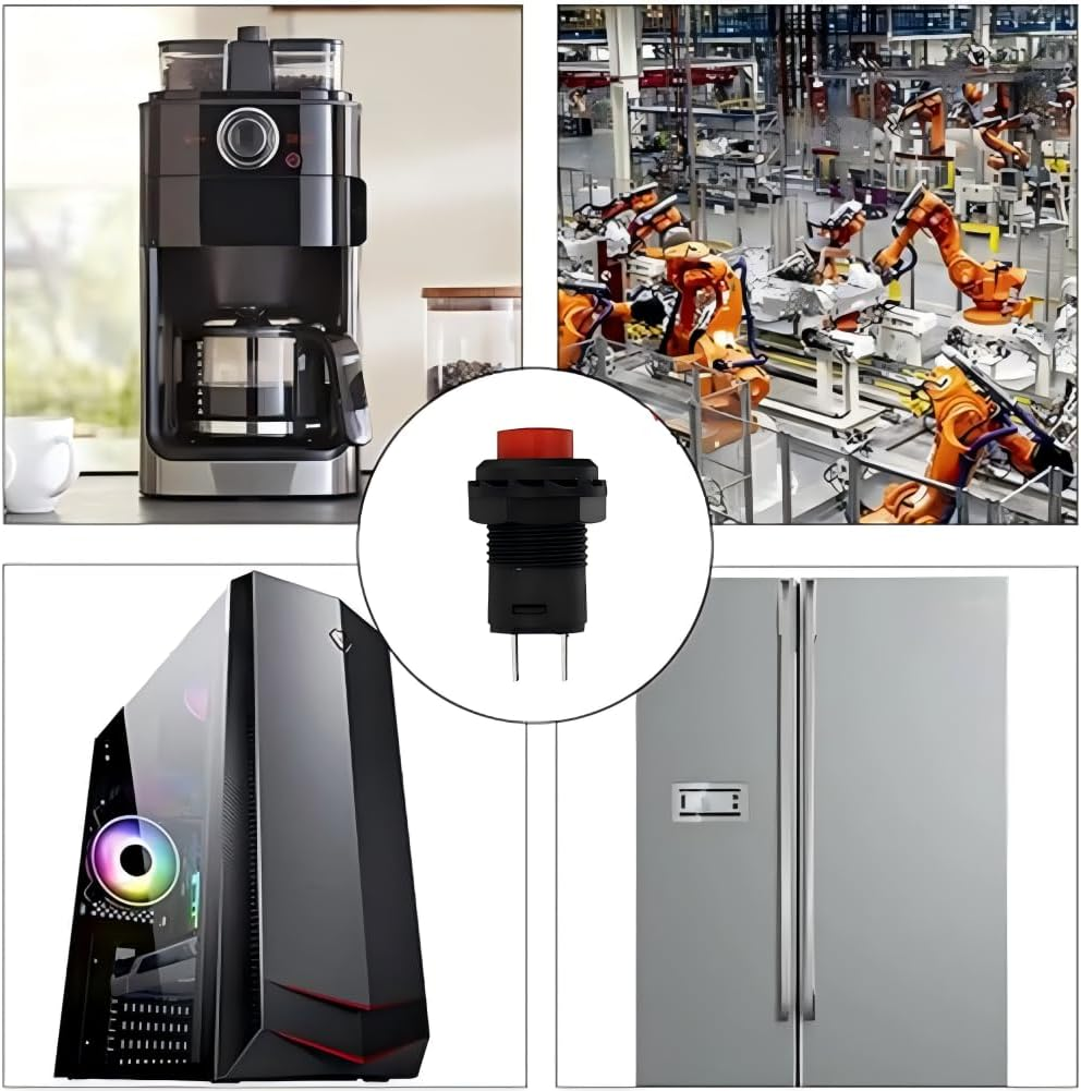 Power Switch Button Push Button 12Pcs，Momentary Panel Cutout Accessories Pushbutton Circuit Button Metal Buttons Circuit Push Momentary Button Switch Copper Small Tools Round image number 4