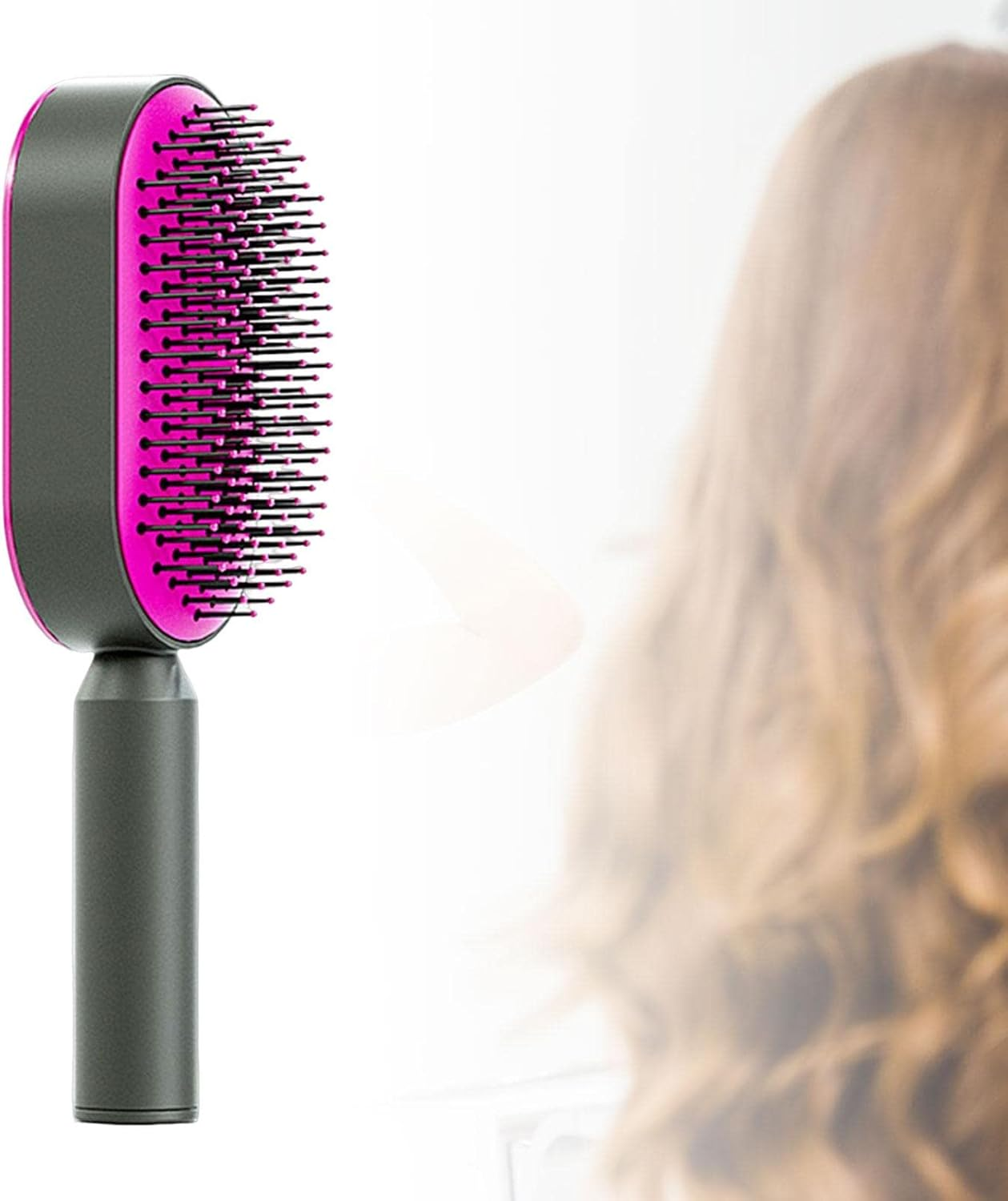 Perfk Detangler Comb Hair Brush Styling Comb Scalp Massage Hair Care, Rose Red image number 1