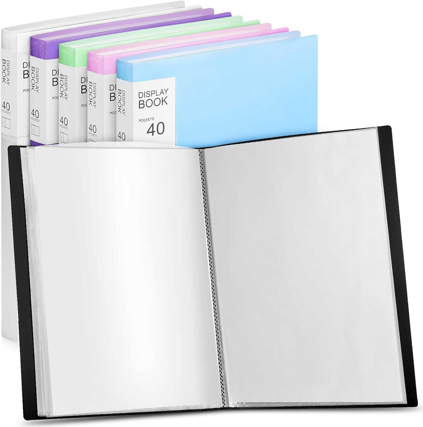 6 Pieces A4 Display Book Binder with Plastic Sleeves 40 Pockets, Binder Portfolio 30 * 22Cm Clear Sheet Protectors for Exhibition of Art Collections, Artwork, Photo, Document Supplies (Multicolor) image number 1