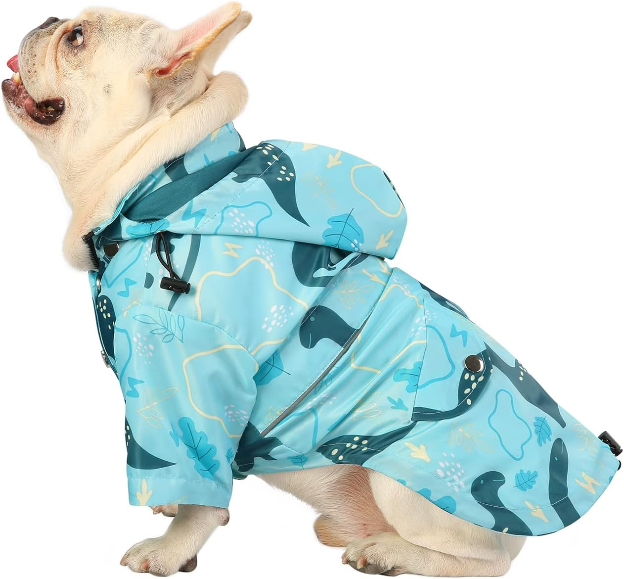 HDE Dog Raincoat Double Layer Zip Rain Jacket with Hood for Small to Large Dogs Ducks Blue - 2XL