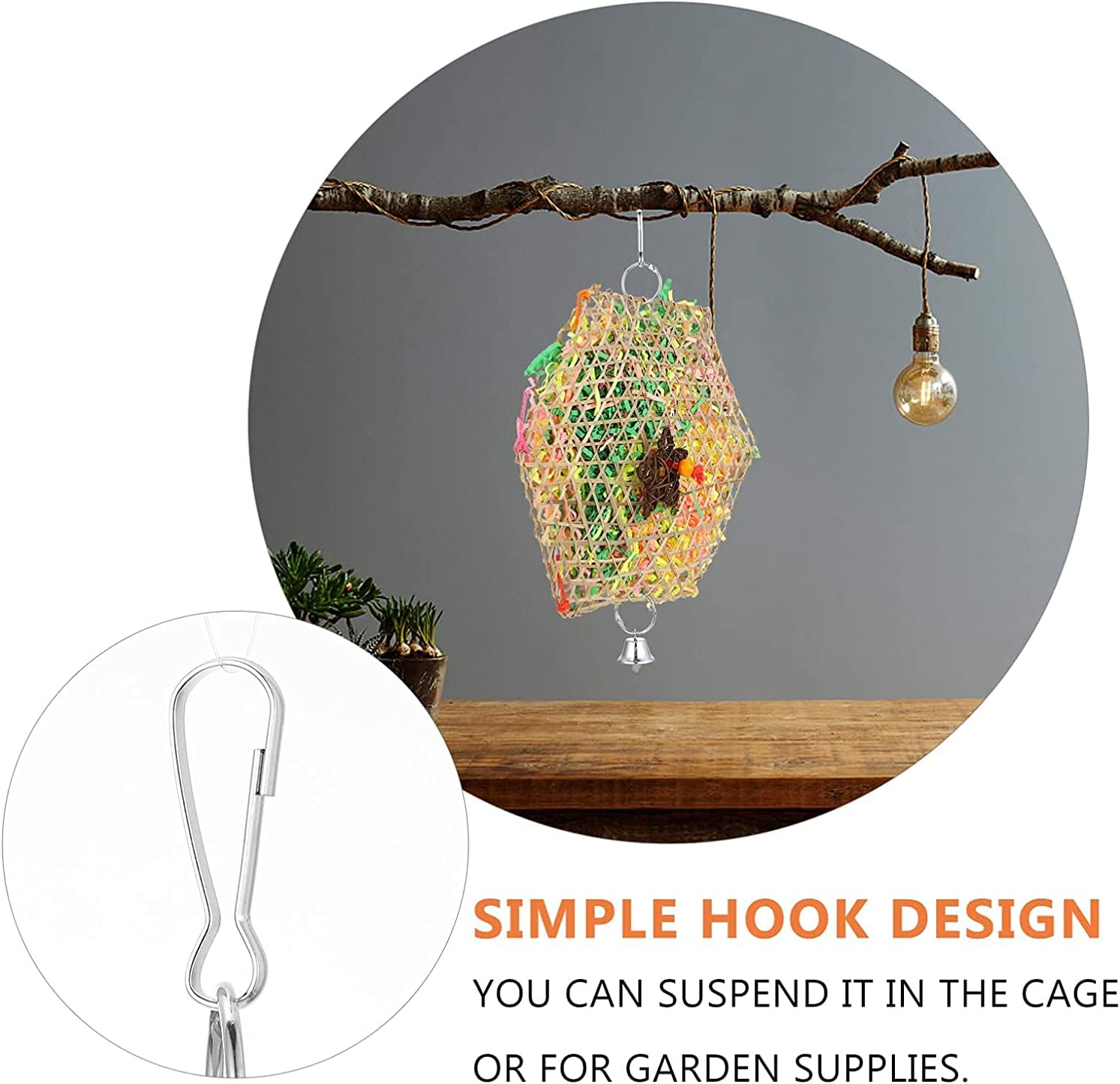 Bird Foraging Toy,3Pcs Bird Shredding Toys, Chewing Toys Parrot Cage Shredder Toy Rattan Cage Foraging Hanging Toyy for Parakeets Cockatiels Conures (Random Color) image number 4