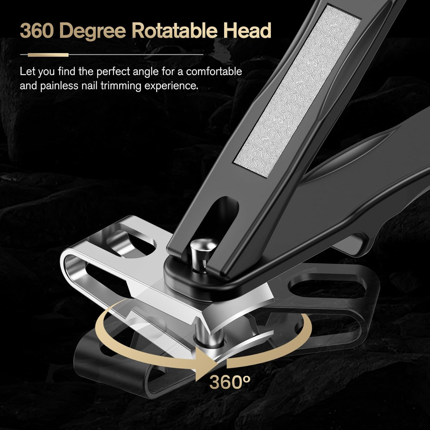 FERYES 360&deg; Rotating Nail Clippers for Seniors, Long Handle Fingernail Clippers for Men and Women, Ergonomic EZ Grip Toenail Clippers for Thick Nails image number 3