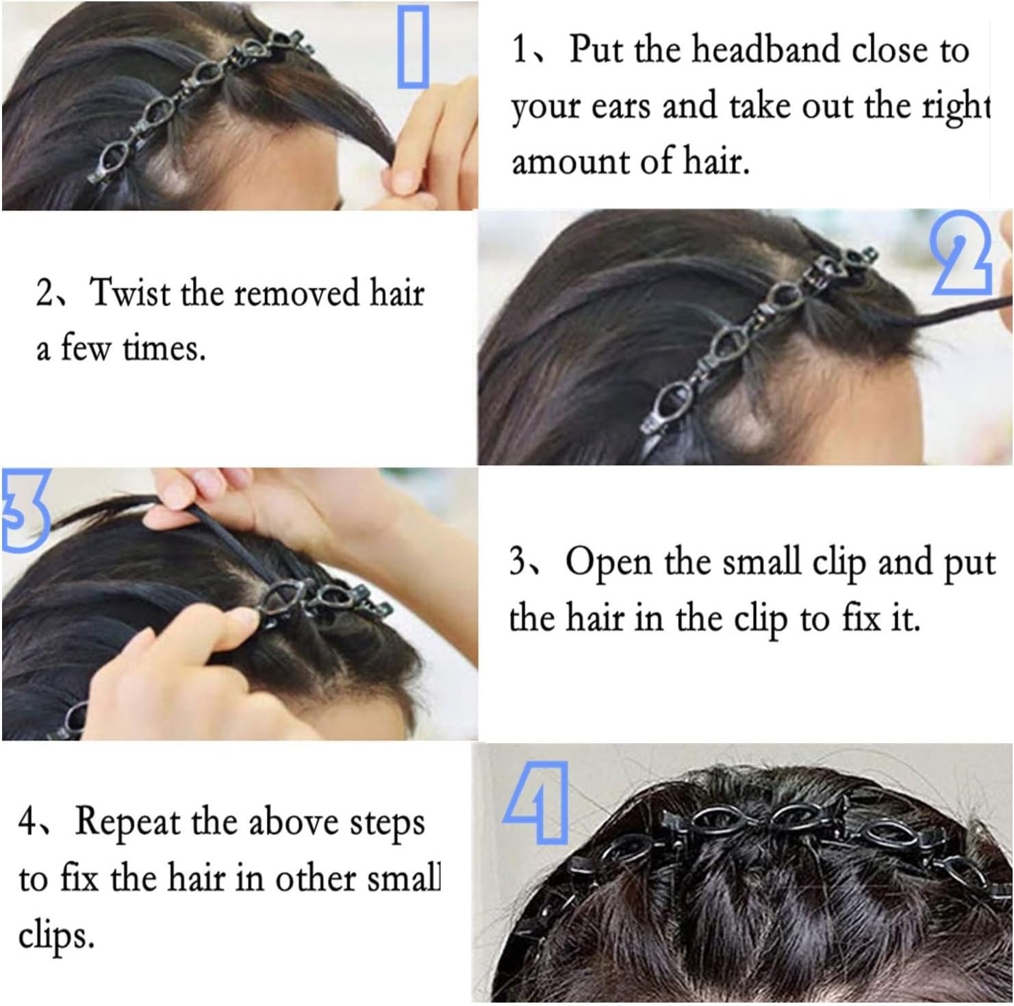 Headband with Clips, 2 Pieces, Bangs, Hairstyle Hairpin Hairstyle Aid Hair Bows with Clips, Hairpin Headband, Hair Pins, Headband, Hair Accessories, Hair Accessories Hair Band with Clips, Twist Clip image number 5