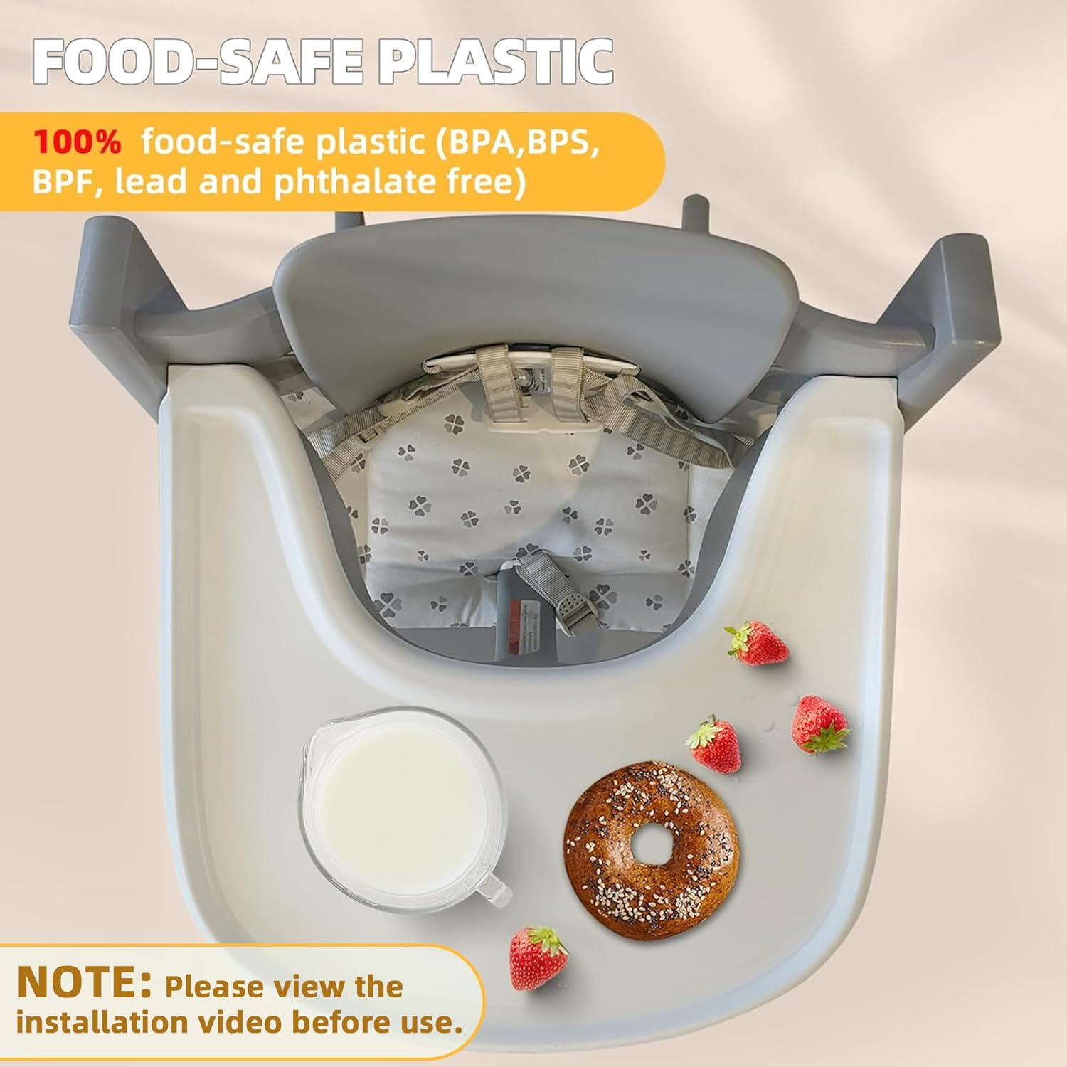 Luqibabe Baby High Chair Tray Compatible with Stokke Tripp Trapp Chair (V2 and Beyond) with Smooth Surface and Strong Suction Power Made of Food-Safe Plastic (BPA BPS BPF Lead Phthalate Free) - White - White image number 4