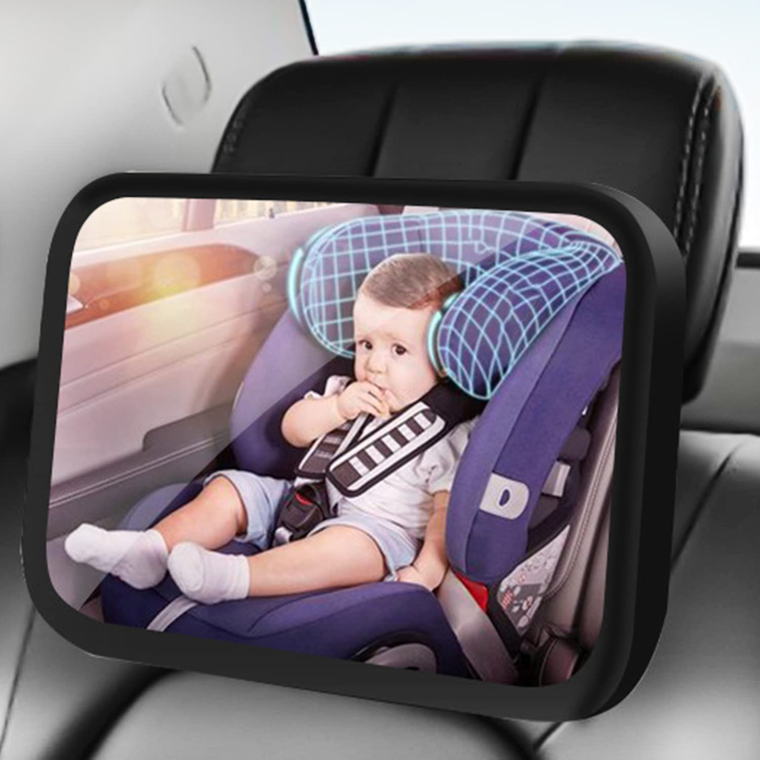 ACEBON Baby Mirror for Car, Backseat Unbreakable Acrylic Mirror, Crystal Clear View of Infant in Rear Facing Car Seat, Safe and Secure