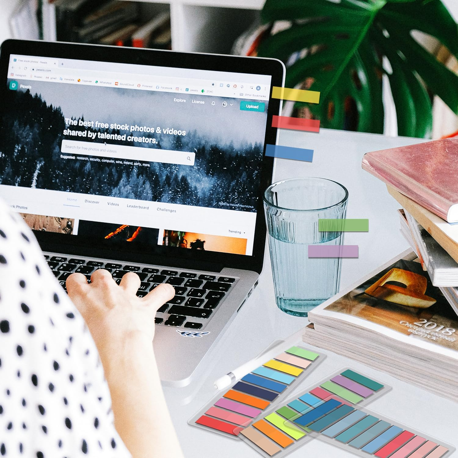 LEEGAWU 4000Pcs Sticky Tabs for Annotating Books Tabs Morandi Sticky Flags Clear Transparent Page Markers Strip Page Flags Colored Tabs,Multi-Colored Writable and Repositionable Book Flags Strip