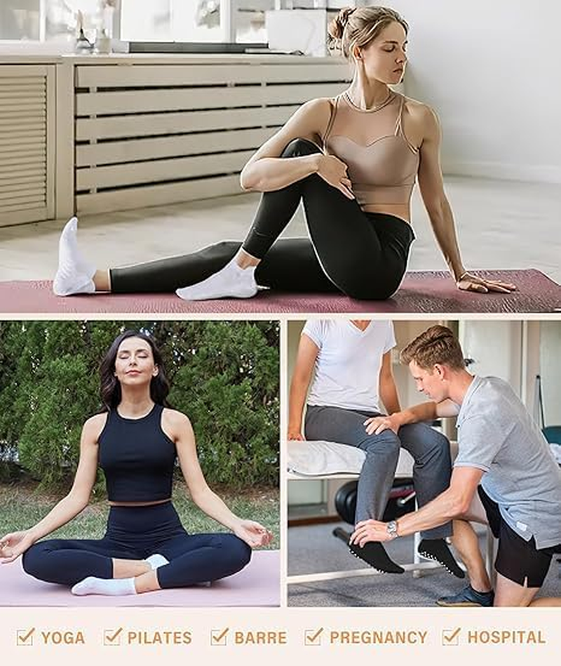 6 Pairs Pilates Socks Non Slip Grip Socks Anti-Slip Yoga Pilates Sock for Hospital, Dance, Barre, Barefoot Workout & Ballet image number 6