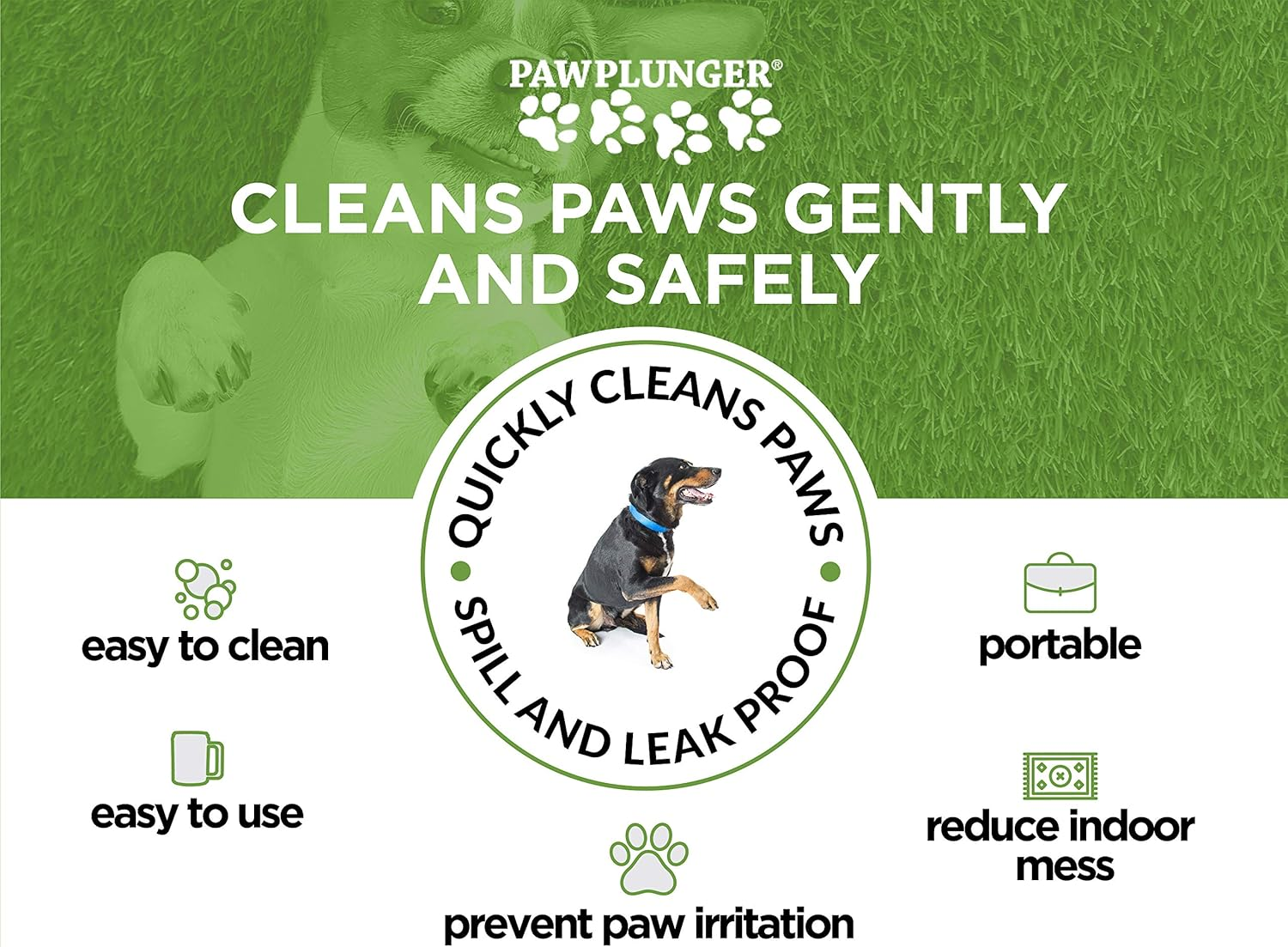 Paw Plunger for Dogs - Portable Paw Cleaner for Medium Sized Dogs - Ideal for Dogs Weighing 15-75Lbs - an Easy to Use Device to save Your Home/Furniture/Carpet/Vehicle from Muddy Paws - Black image number 4