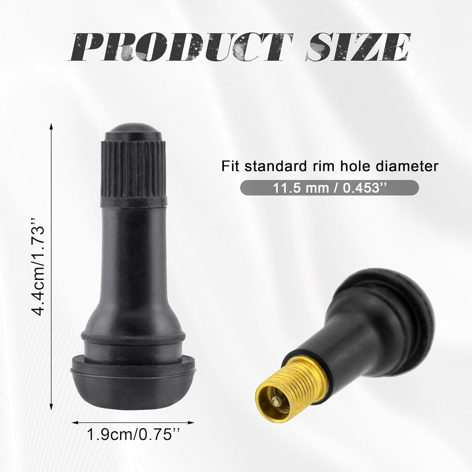 10 PCS TR413 Rubber Snap-In Tire Valve Stems Sturdy Replacement Tyre Valves Stems for 0.453" Tubeless Rim Holes on Cars, Go-Karts, Trucks, Lawn Mowers, Trailers image number 2