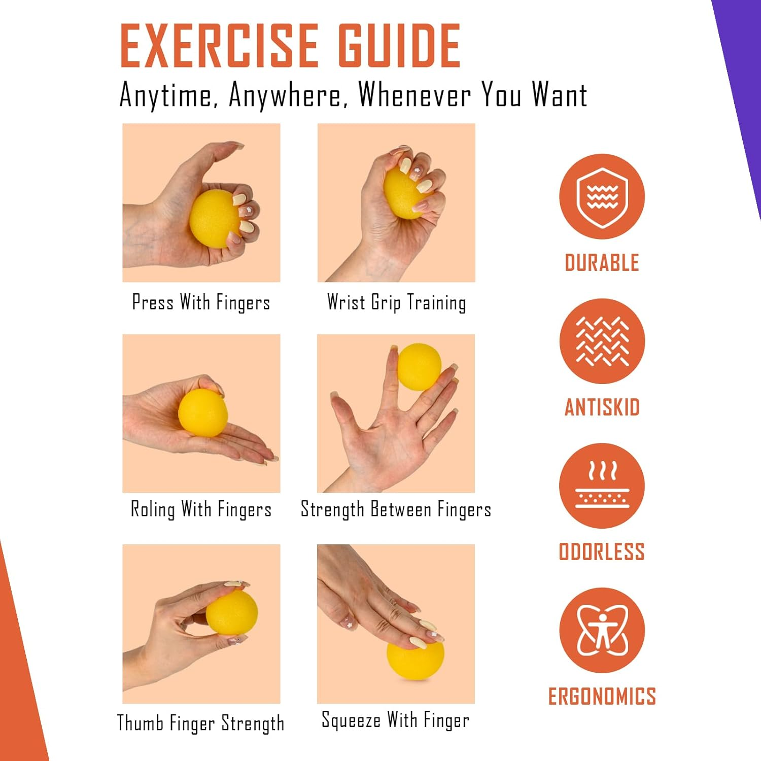 3 Pack Stress Balls for Adults, Squeeze Balls for Hand Therapy, Hand Strengthening Devices with Different Resistance Levels for Finger Forearm Wrist Exercise Relaxation and Pain Relief-3 image number 2