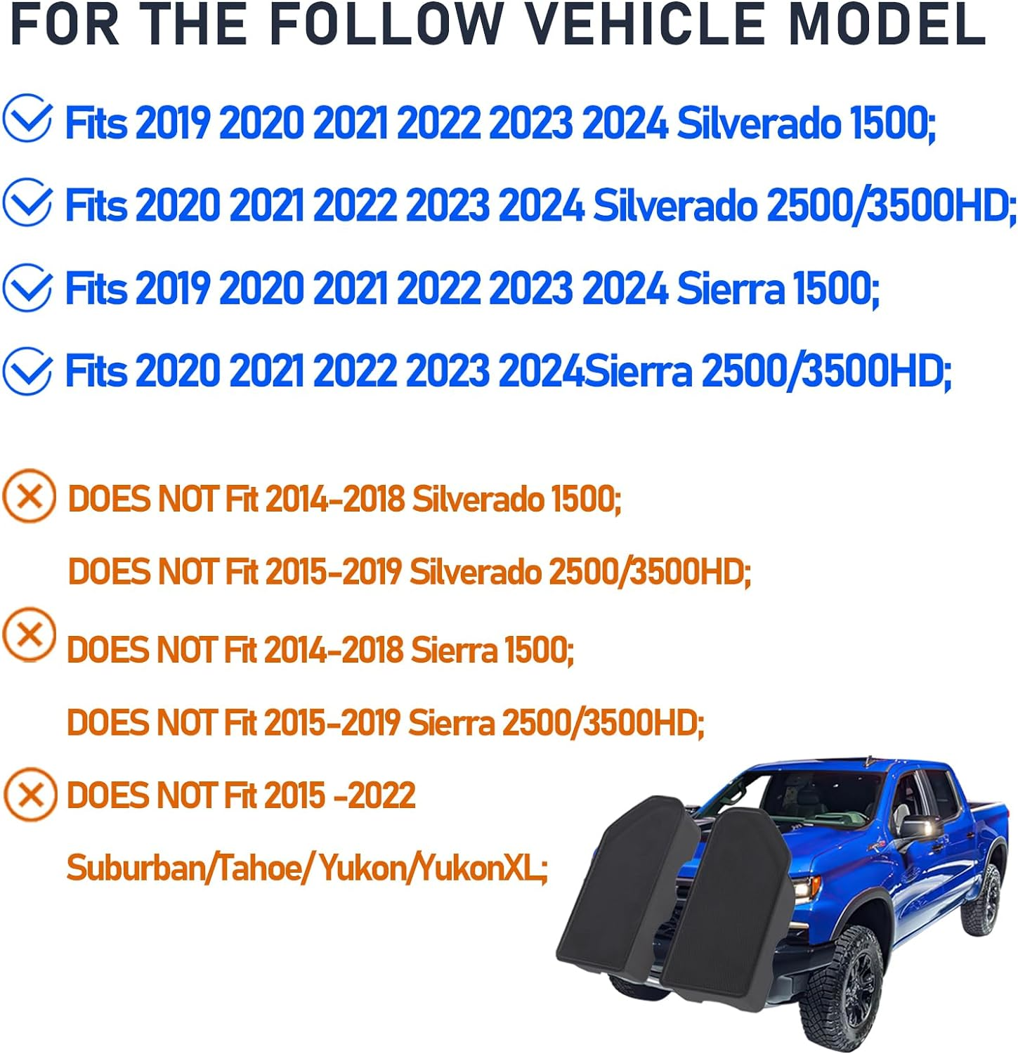 Bed Rail Stake Pocket Covers for GMC Sierra 1500/Chevy Silverado 1500 2019-2022 & Silverado/Sierra 2500/3500 HD 2020 2021 2022 Rear Truck Tonneau Covers Stake Holes Cap Plugs(2 Packs)