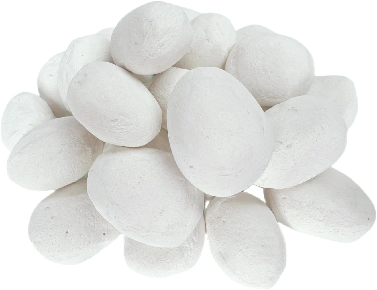 24 Gas Fireplace Pebbles, Gas Logs, round Ceramic Pebbles for Indoor Outdoor Fireplaces and Fire Pits, Decorative Landscape Stone (White) image number 3
