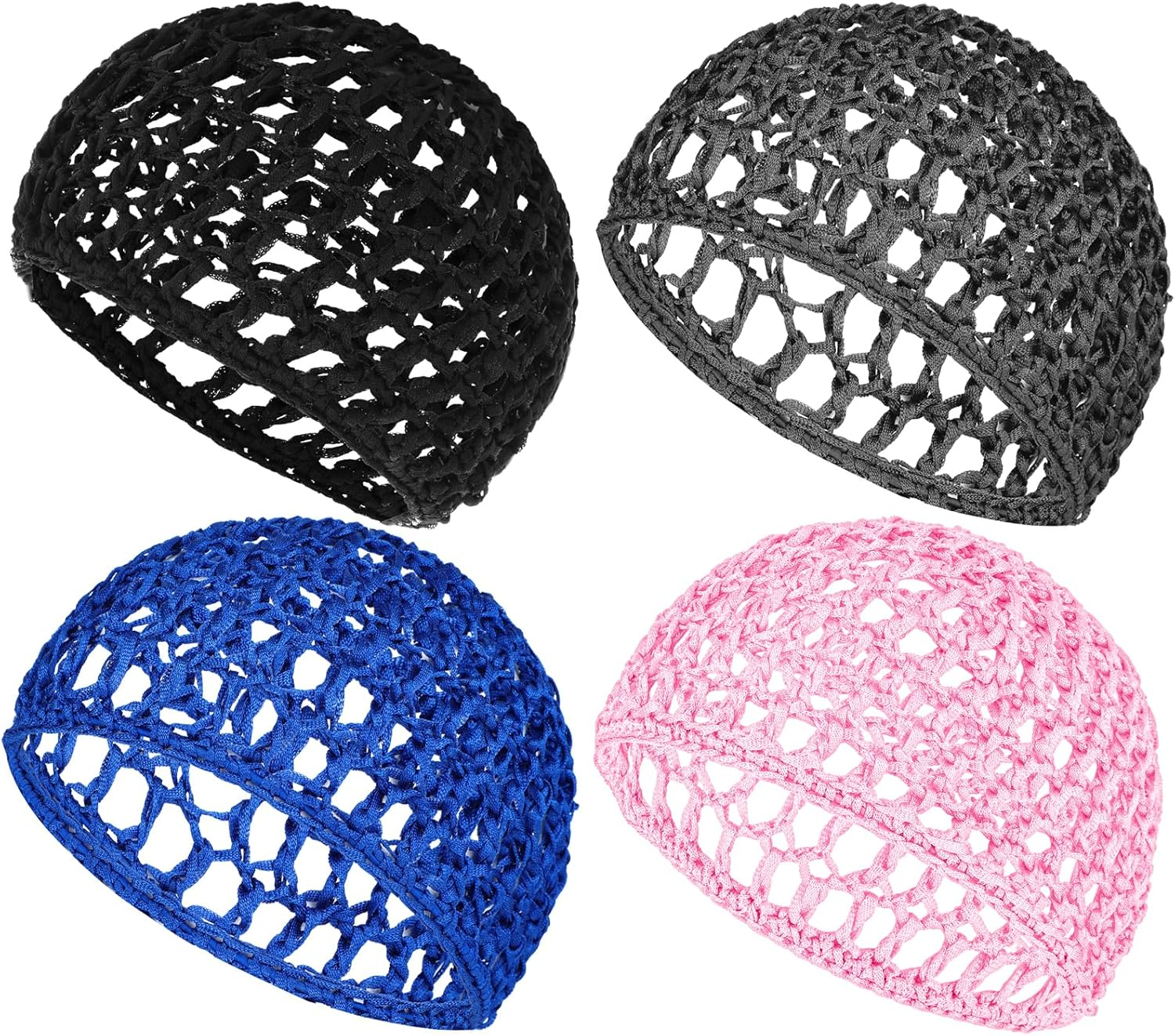 KFHENSOMR Mesh Crochet Hair Net Wrap Cap for Women Black Hair Mesh Hairs Wraps for Black Women Thick Short Rayon Knit Snood Hat Woman Hairnet Snoods Cover Ornament for Sleeping image number 2