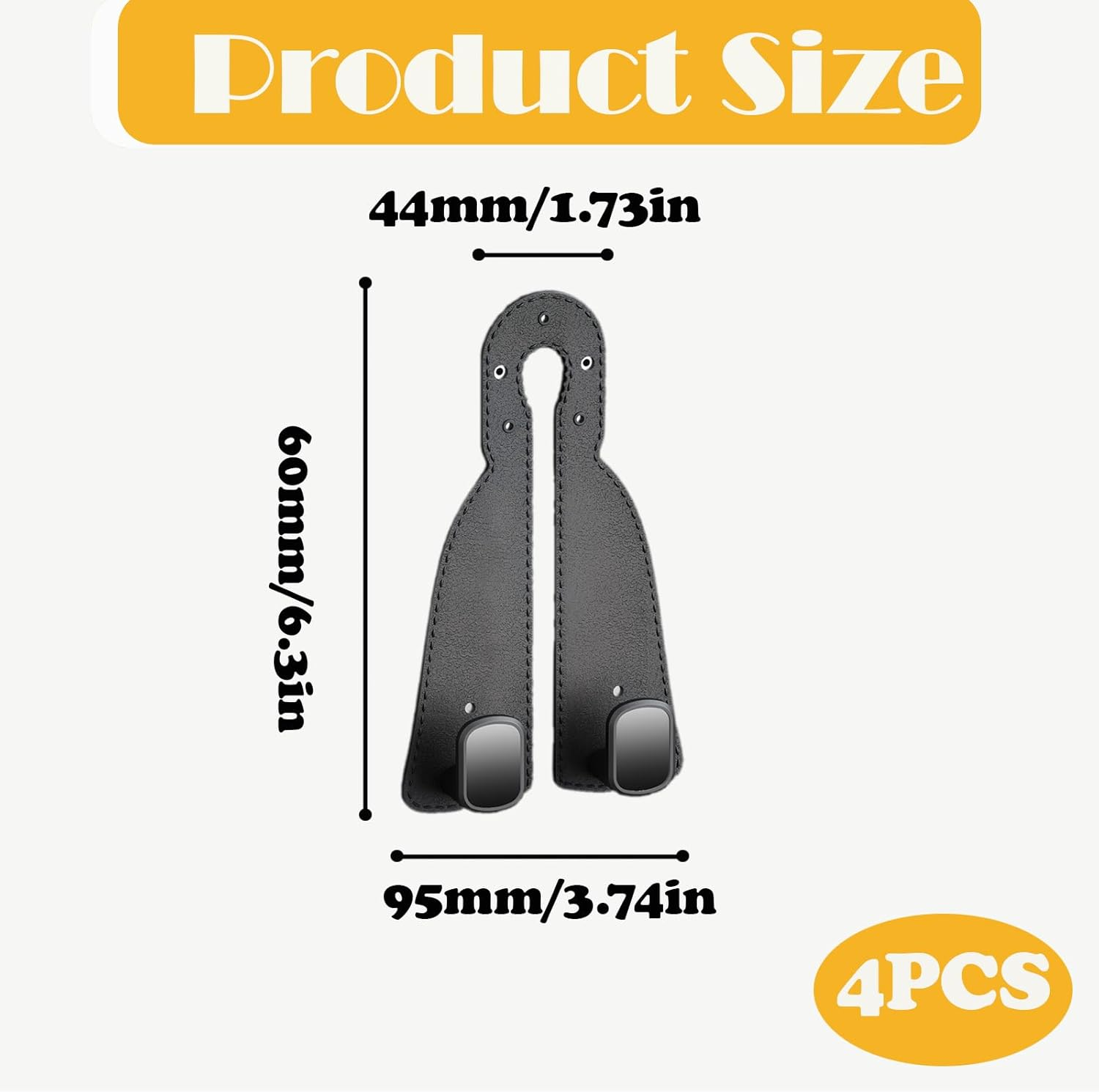 4Pcs Car Seat Backrest Double Hooks, Car Seat Head Hook Holder, Leather Purse Hanger Holder for Bags Durable Metal Interlayer Design for Organizing Items (Black) image number 4