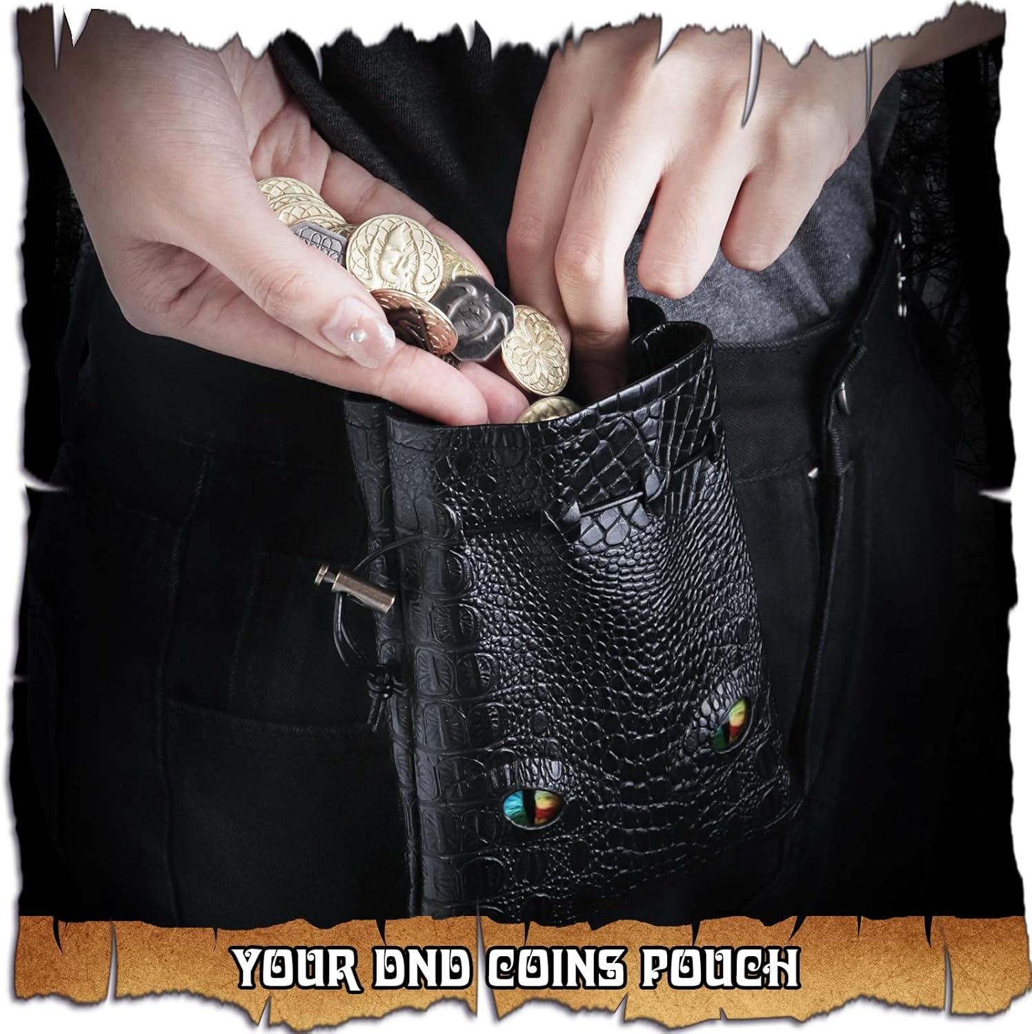 120PCS Metal, Silver & Copper DND Coins - DND Tokens & Accessories with PU Leather Bag - Fake Coins for Cosplay Board Game image number 2