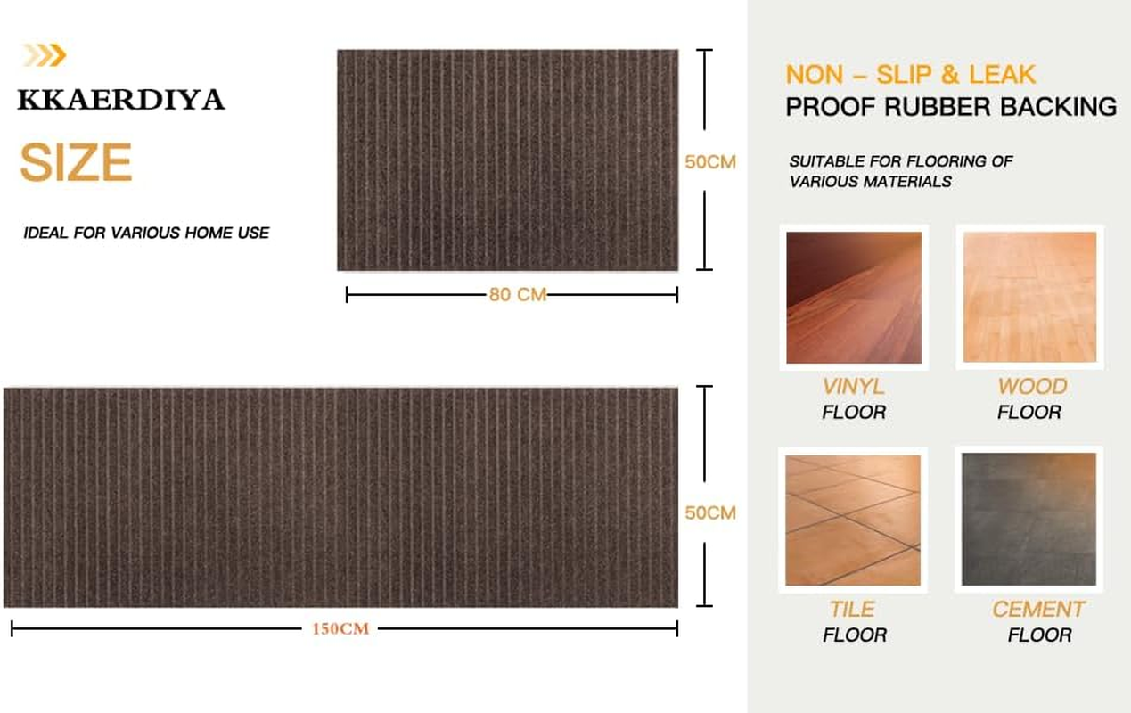 Kitchen Mat for Floor, Anti-Slip Kitchen Rug, Washable Kitchen Floor Mat Runner Carpets (BR) - Black image number 3