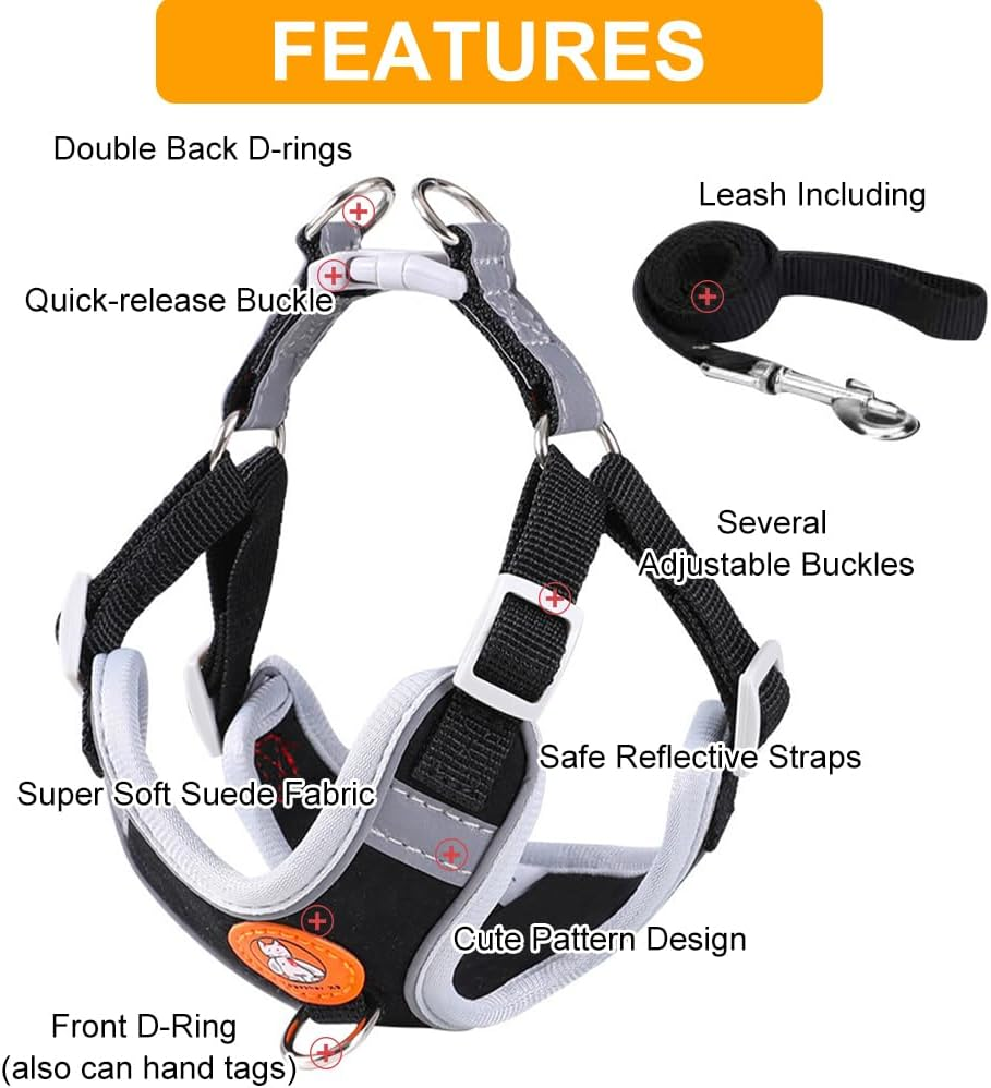 Dog Harness, Dog Harness, Small Dogs, Anti-Pull Dog Harness, Reflective Soft Padded Dog Harness, Chest Harness for Puppies, Puppy Harness with Lead image number 2