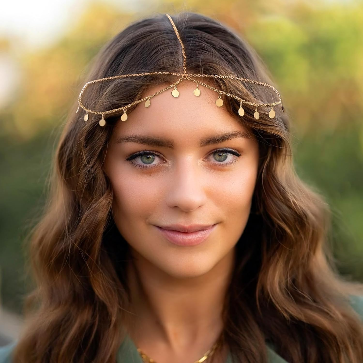 JOOTUEPO Boho Head Chain, Gold Headpiece Tassel Indian Gold Headband, Wedding Hair Accessory Gift for Her Bohemia Vintage Jewelry Forehead Headbands for Women and Girls Wedding Prom image number 2