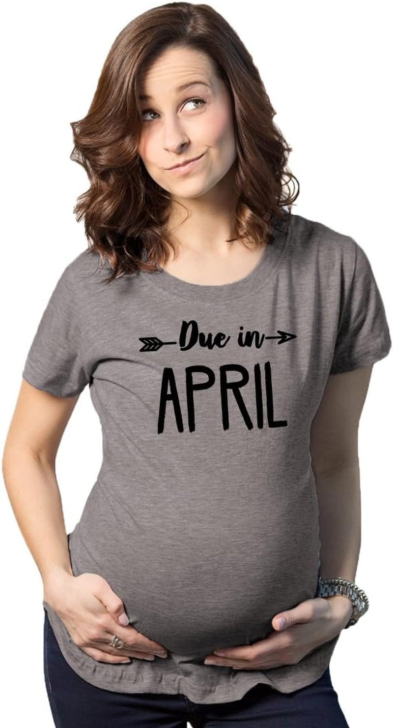 Crazy Dog T-Shirts Maternity Due in T-Shirt Choose Month Funny Pregnant Expecting Due Date Tee