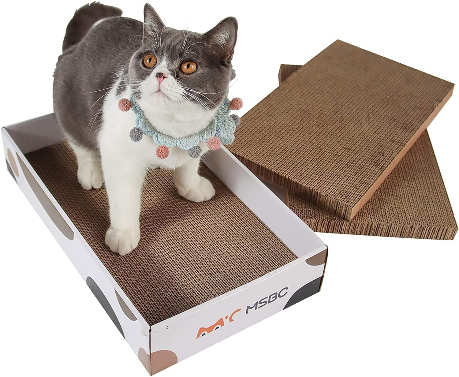 Mumoo Bear Cat Scratcher Cardboard, 3 Layers Design Kitty Cat Scratching Pad Recycle Corrugate Scratcher Cat Scratch Bed Long Lasting Reversible image number 6