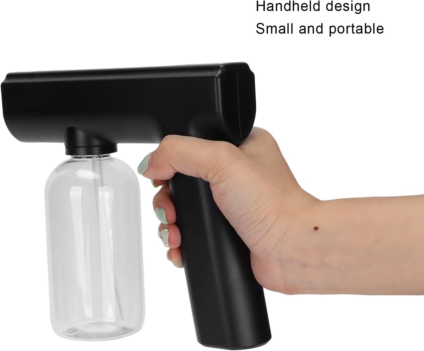 Nano Atomizer, 300ML Rechargeable Handheld Cordless Fogger Machine Electric Mist Steam Gun Portable Electrostatic Sprayer with Blue Light, 1500Mah Battery for Home Office School Garden(Black) image number 4