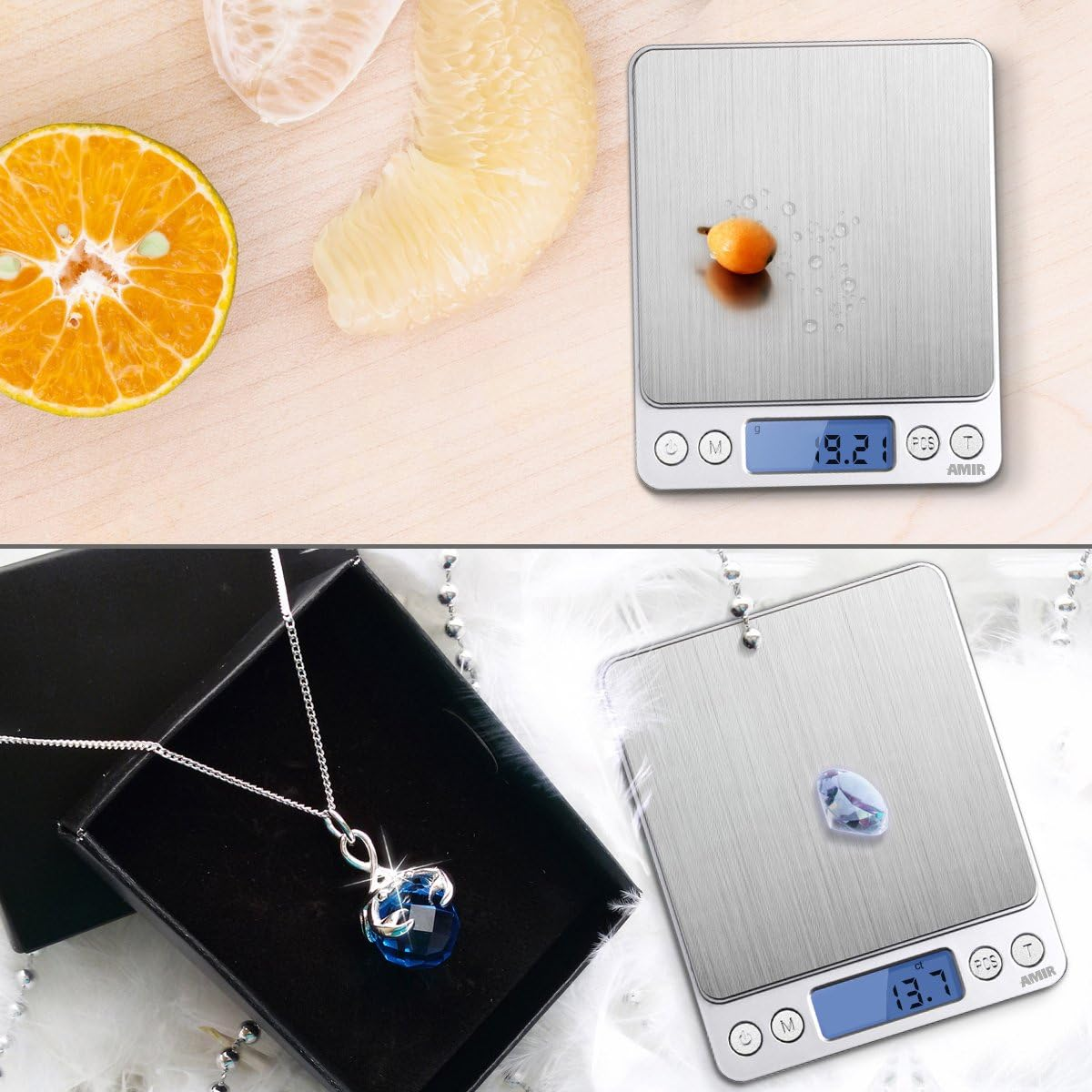 AMIR Digital Kitchen Scale 500G/ 0.01G Pro Cooking Scale with Back-Lit LCD Display Accuracy Pocket Food Scale 6 Units Auto off Tare PCS Function Stainless Steel Batteries Included (Silver) - New Red image number 4