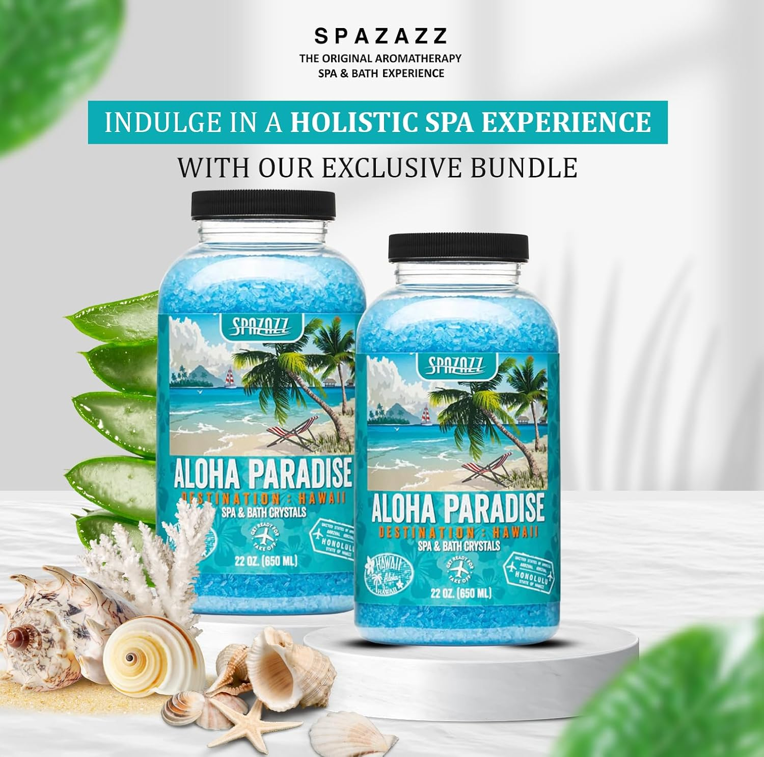 Spazazz SZCH SPZ-303 Hawaii Aloha Paradise Destination Crystals Container, 22 Oz. Aromatherapy, Blue image number 3