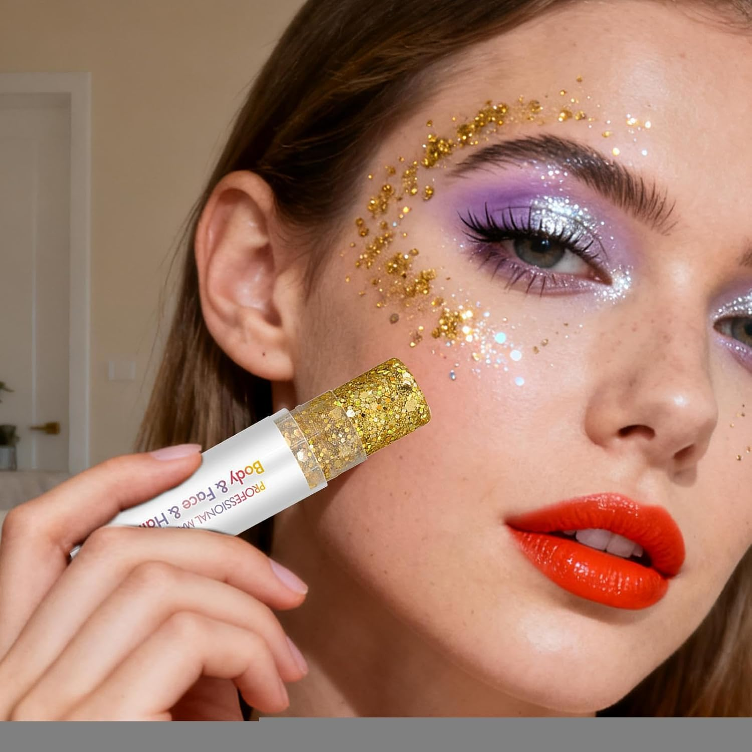 Body Glitter Gel | 6 Colors Sparkling Stick | Glitter Makeup - for Festival Party Halloween Carnival Music Event Christmas Fairy Theme