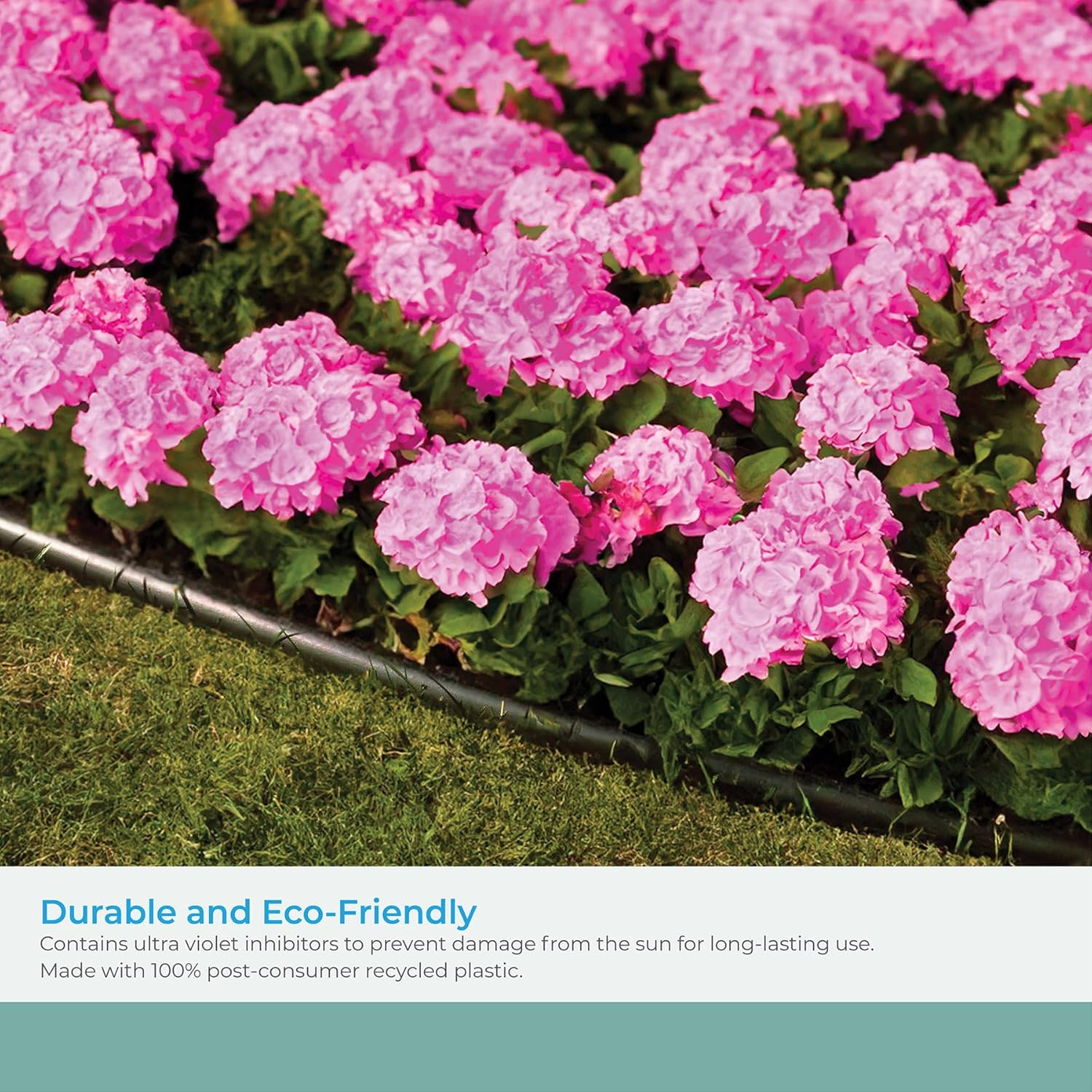 Suncast Plastic Landscape Edging Roll with Double Ridge Design, Flexible 5X20-Foot Coil for Gardens, Flower Beds, and Pathways, Black image number 6