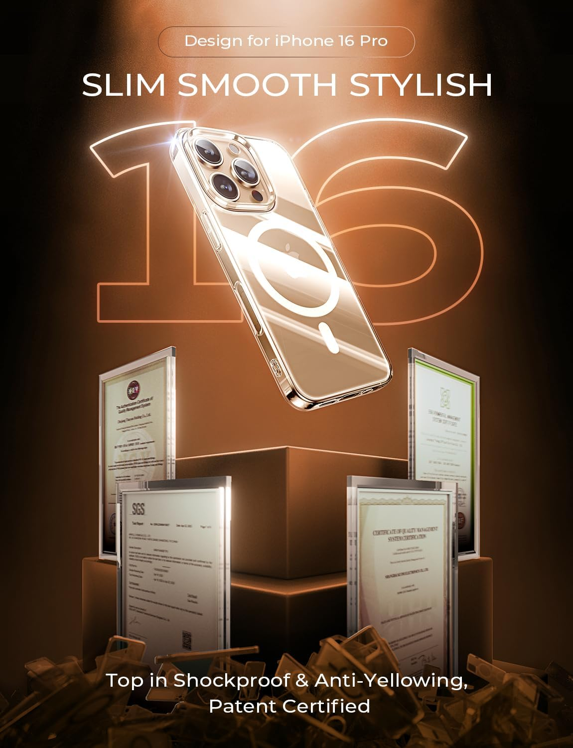 LISEN for Iphone 16 Pro Case, Compatible with Magsafe, Magnetic Phone Case 5X Military-Grade Protection Anti-Scratch Clear Back for Iphone 16 Pro 6.3-Inch image number 5