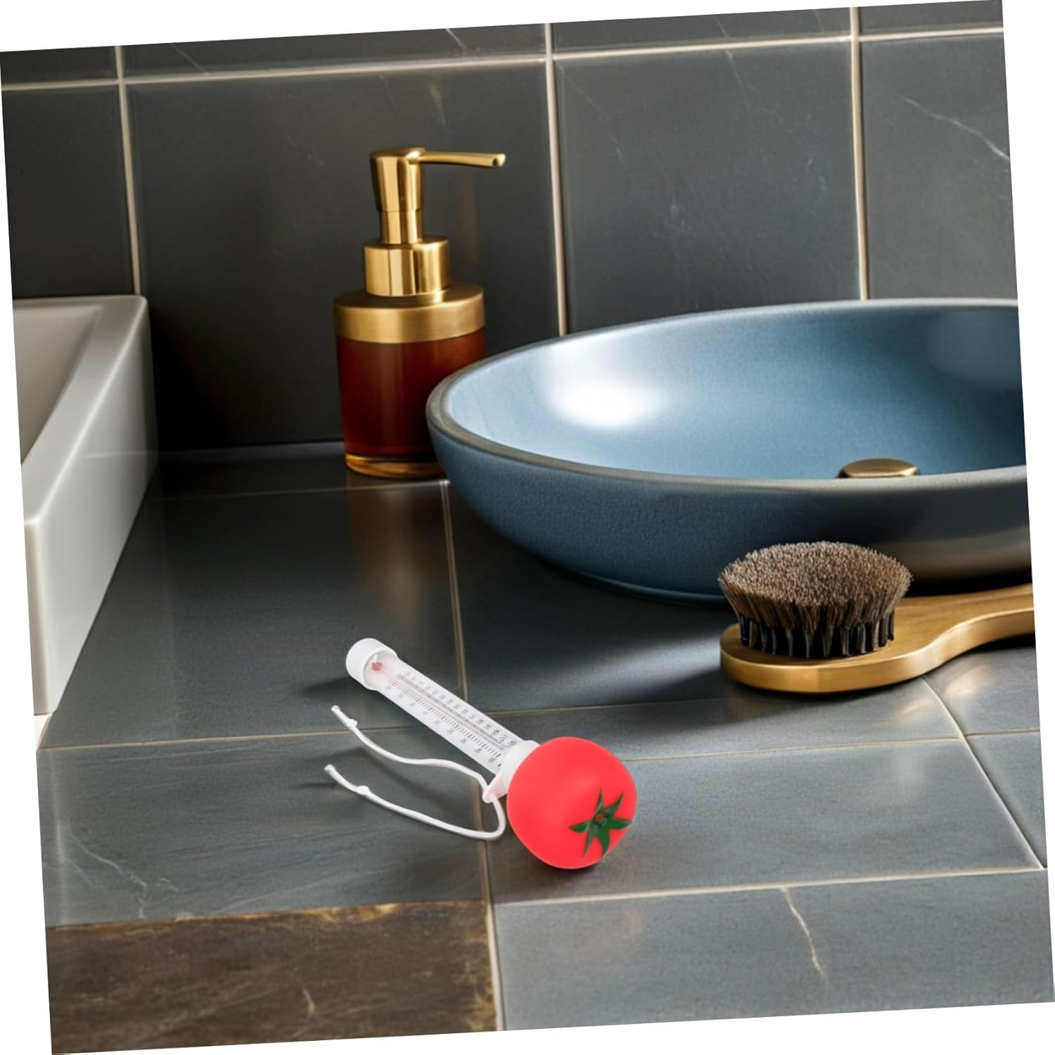 Milisten Floating Pool Thermometer Large Cartoon Tomato Design Accurate Water Temperature Gauge for Bath Swimming Spas Hot Tubs Ponds Safe Bath